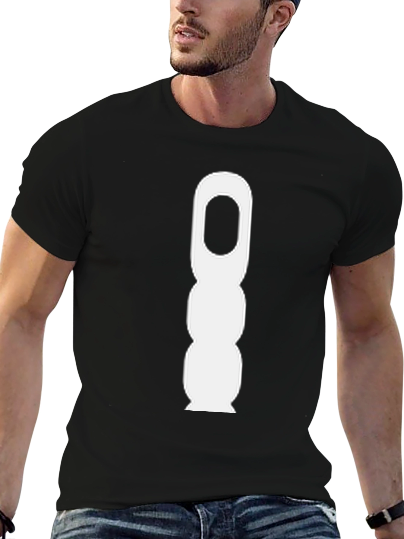 Camiseta Negra con Diseño Abstracto Blanco