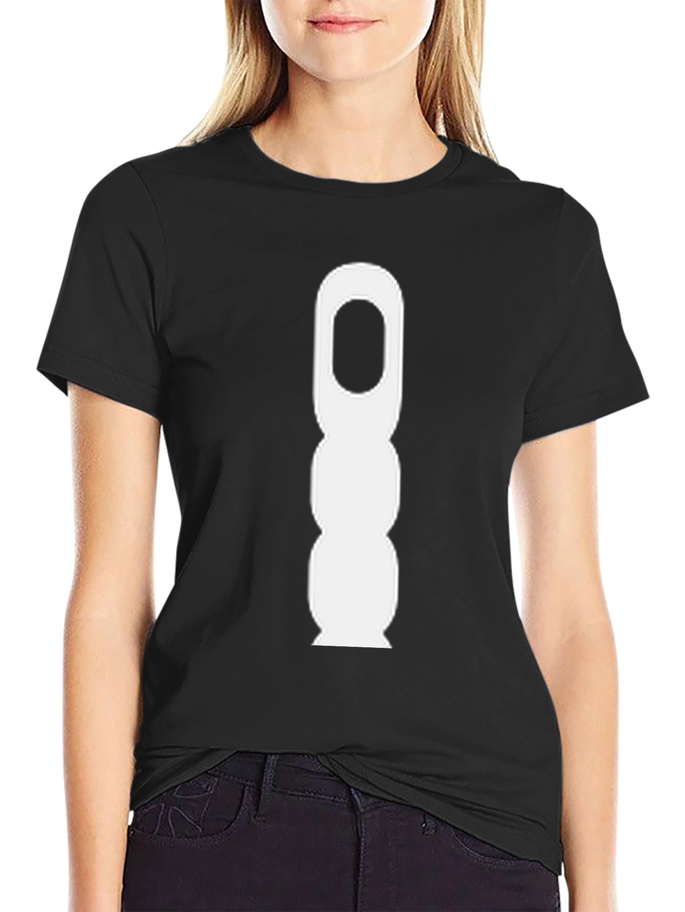 Camiseta Negra con Diseño Abstracto Blanco