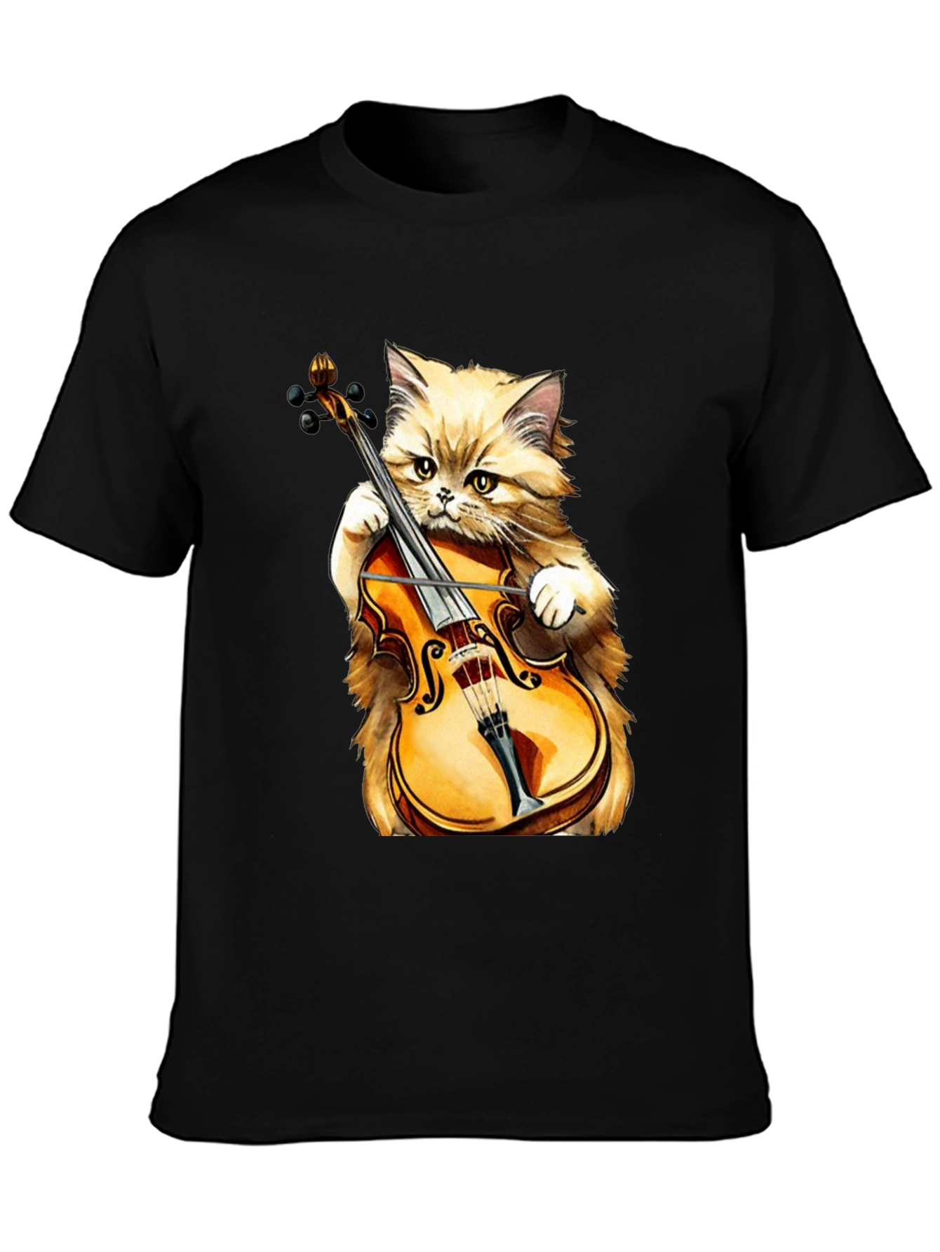 Camiseta Negra con Gato Músico