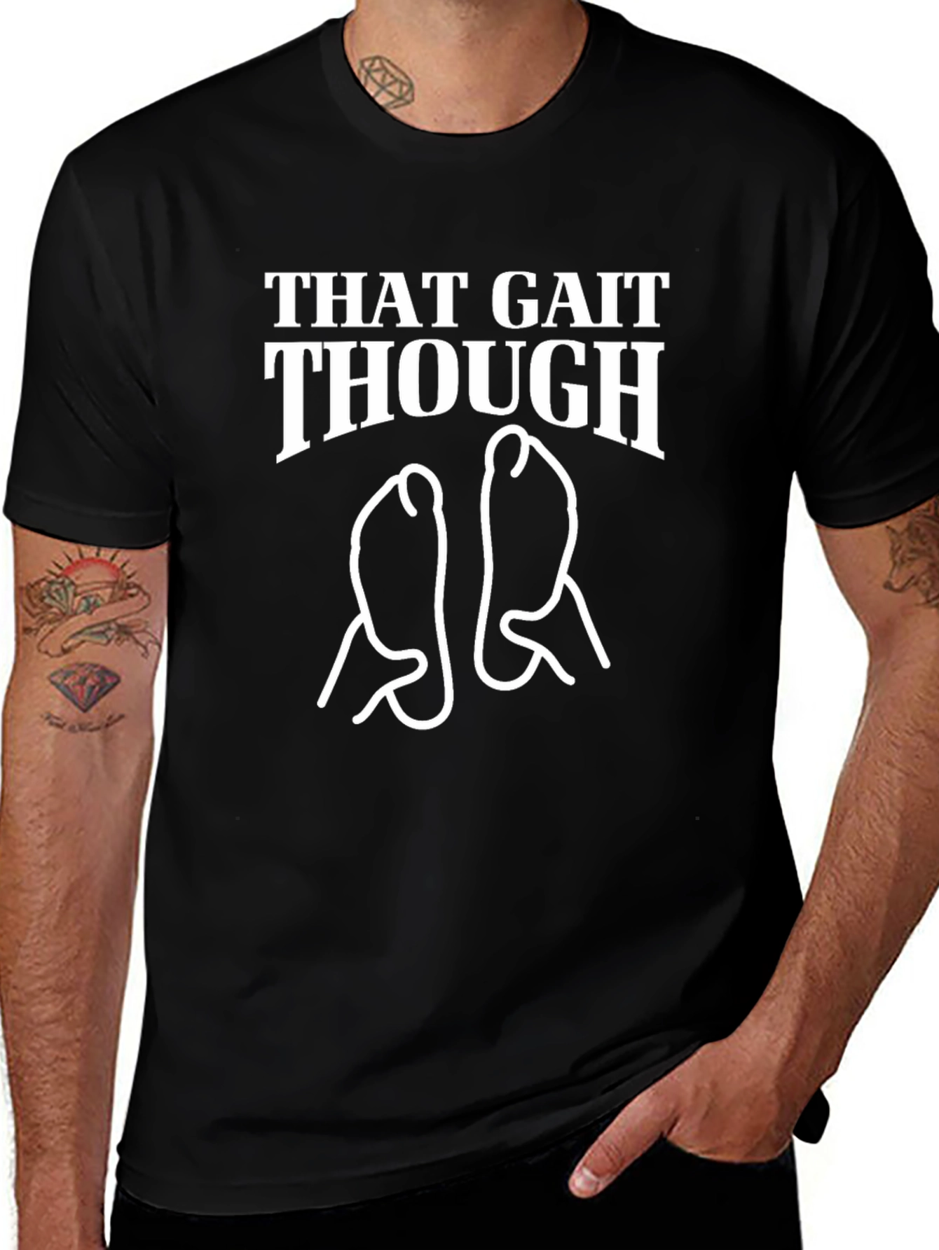 Camiseta Negra THAT GAIT THOUGH con Dibujo de Pies