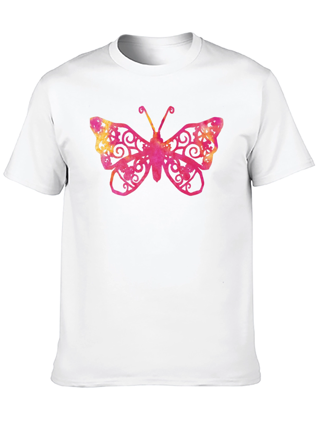 Camiseta Negra con Estampado de Mariposa Ornamental