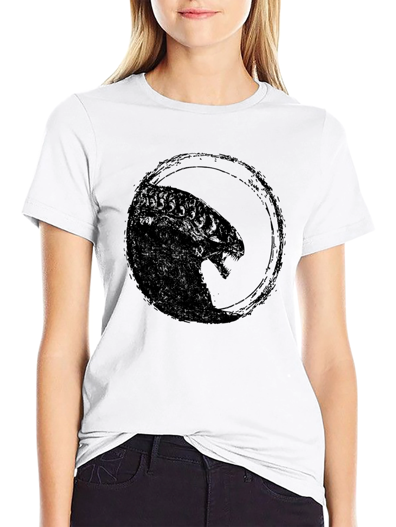 Camiseta Negra Estampada Alien para Hombre