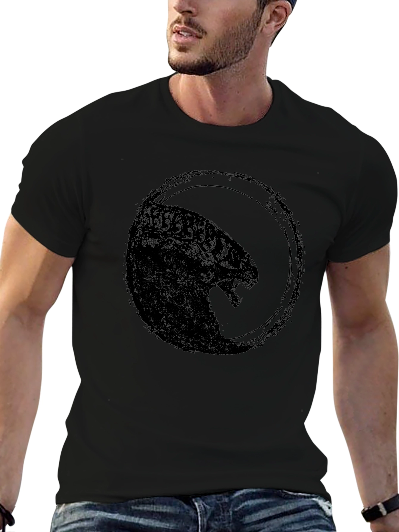 Camiseta Negra Estampada Alien para Hombre