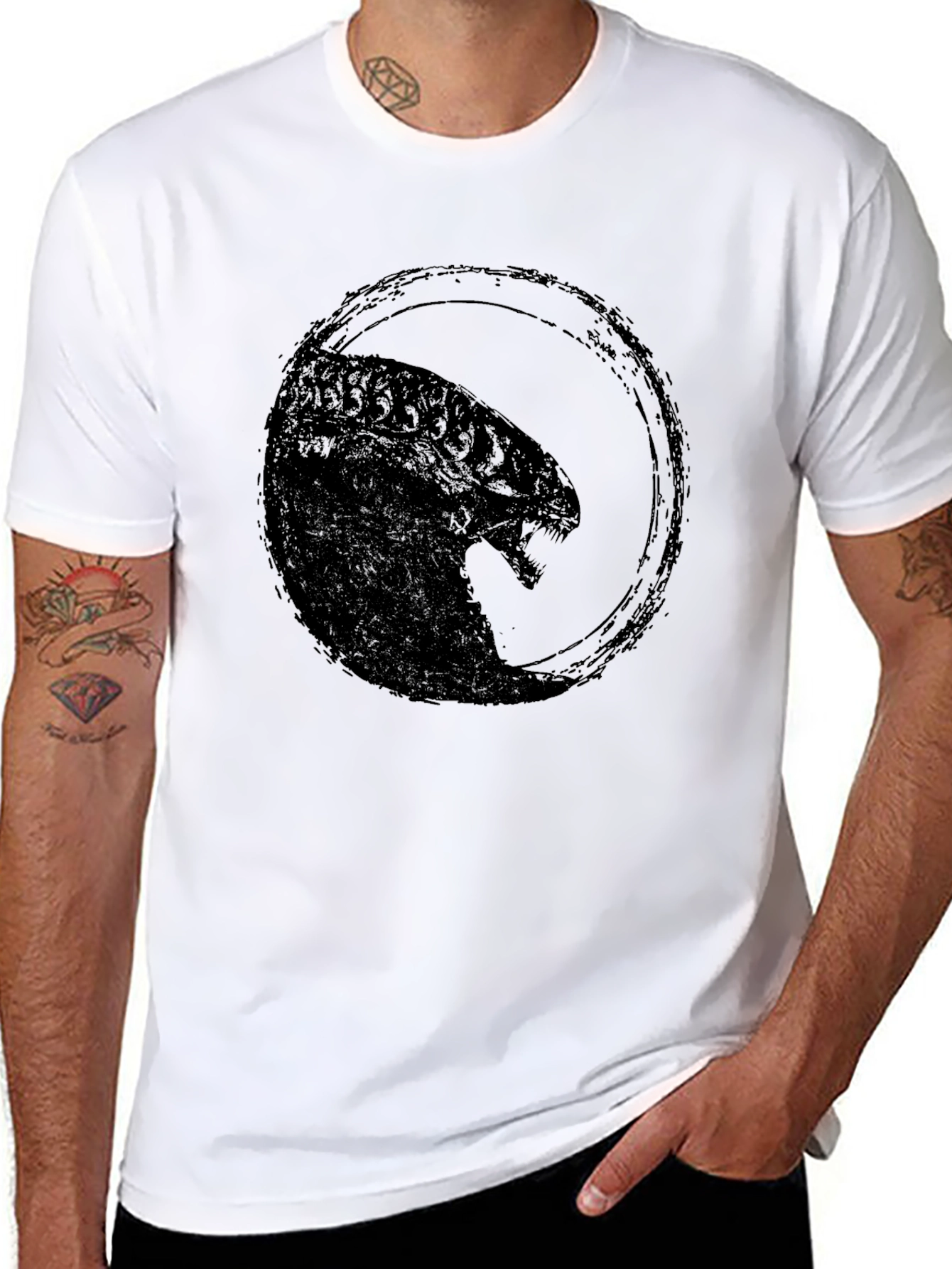 Camiseta Negra Estampada Alien para Hombre