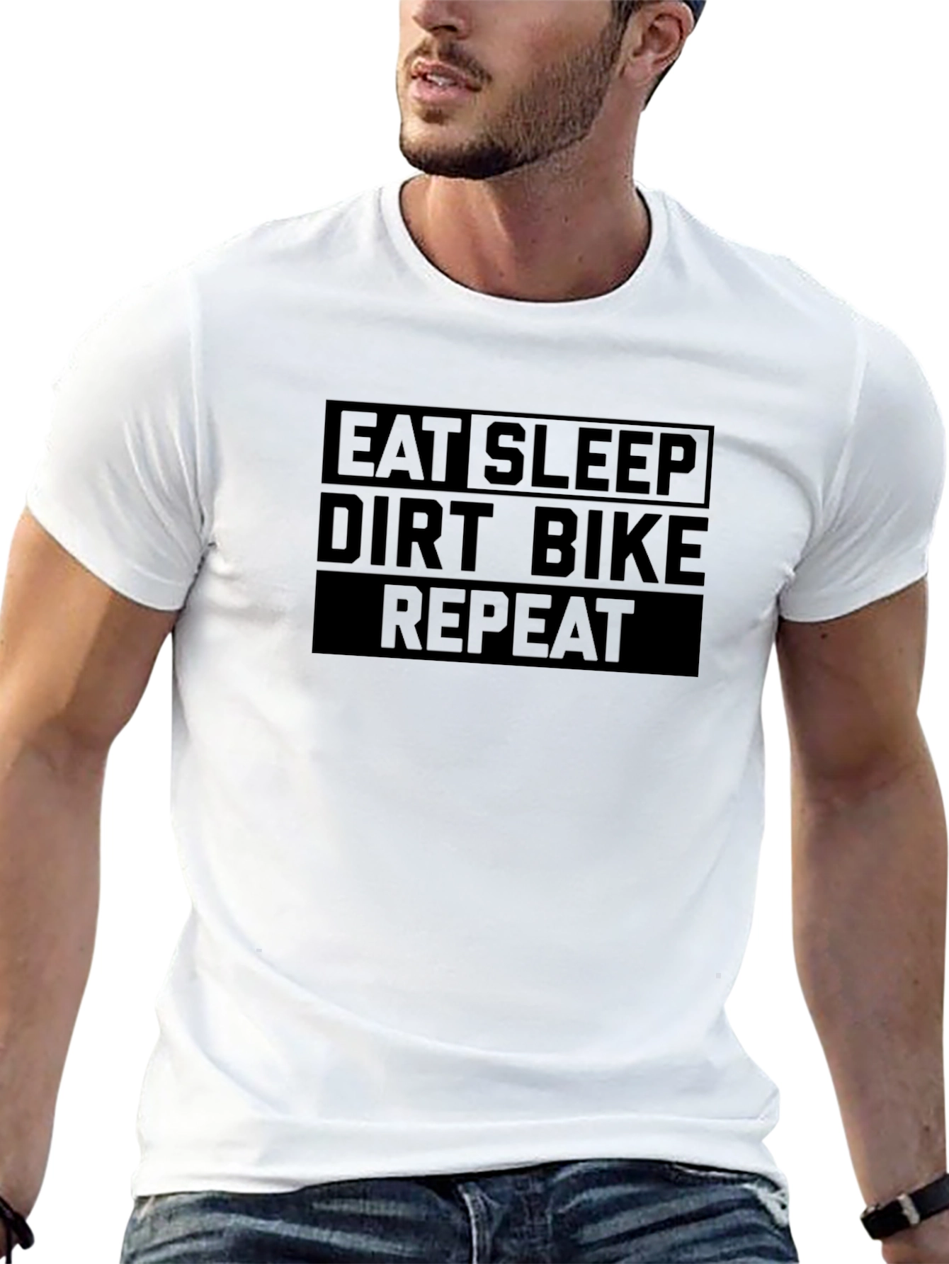 Camiseta Negra Motocross: Come Duerme Moto Repite