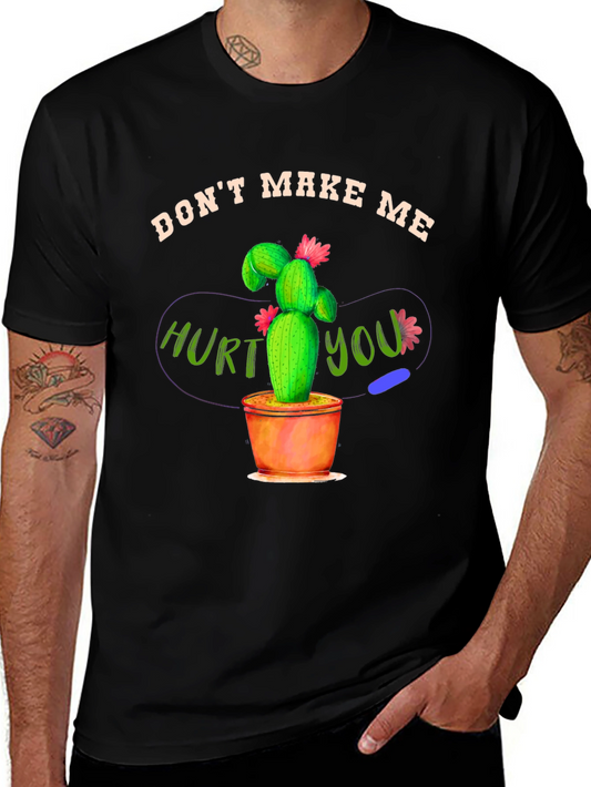 Camiseta Negra con Diseño de Cactus Amenazante