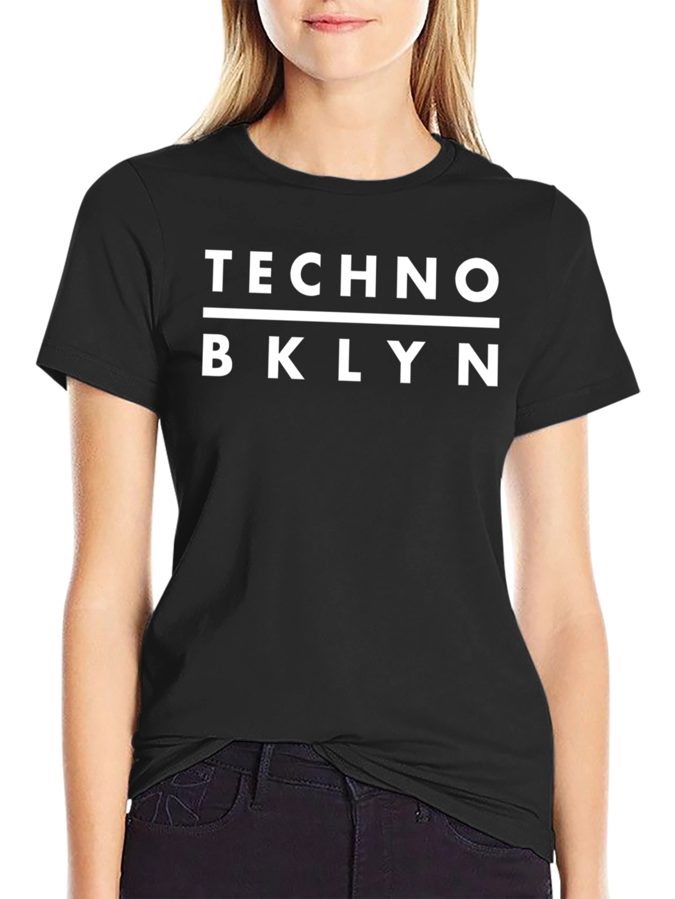 Camiseta Negra Techno BKLYN Hombre Algodón