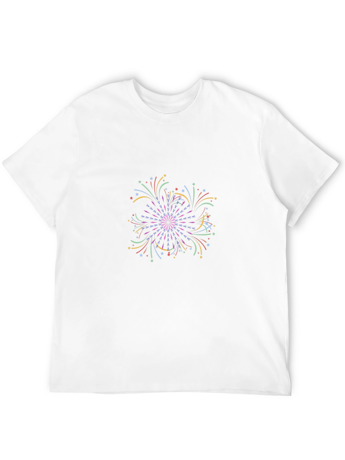 Camiseta Negra con Diseño de Fuegos Artificiales