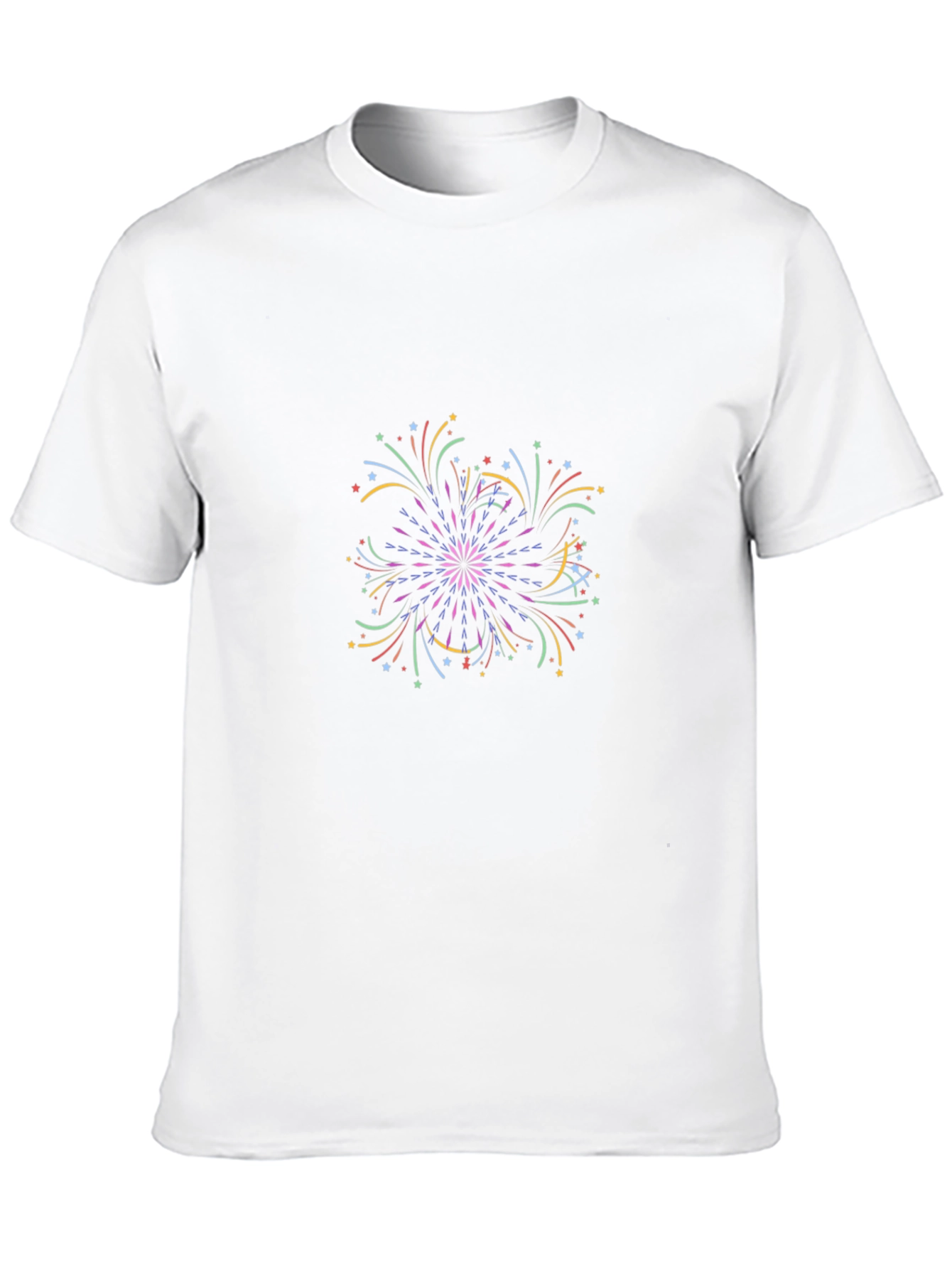 Camiseta Negra con Diseño de Fuegos Artificiales