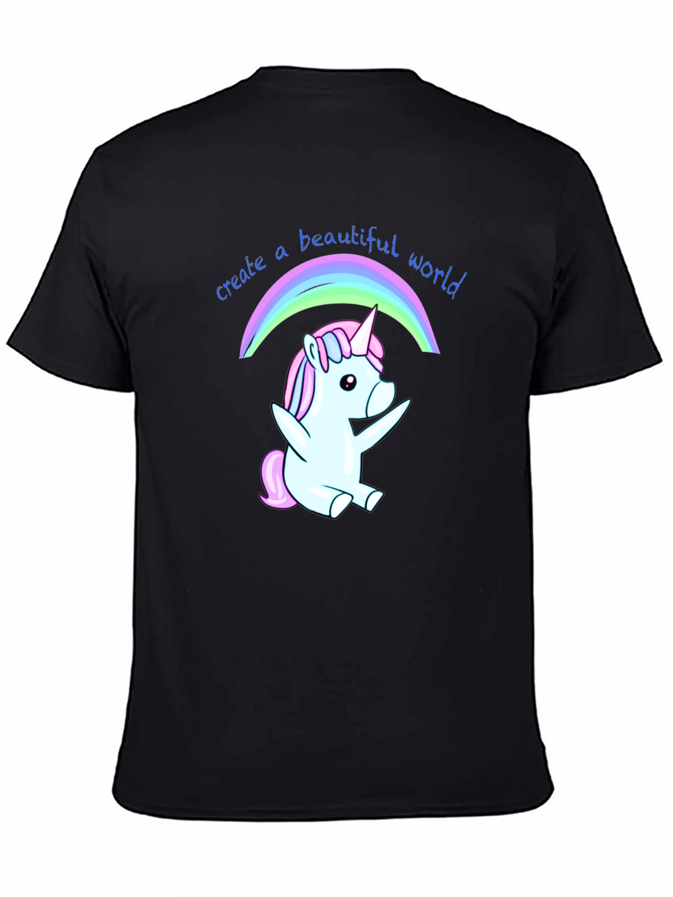 Camiseta Negra Unicornio Arcoíris