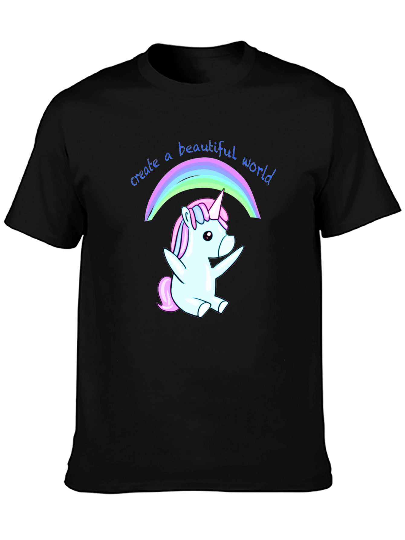 Camiseta Negra Unicornio Arcoíris
