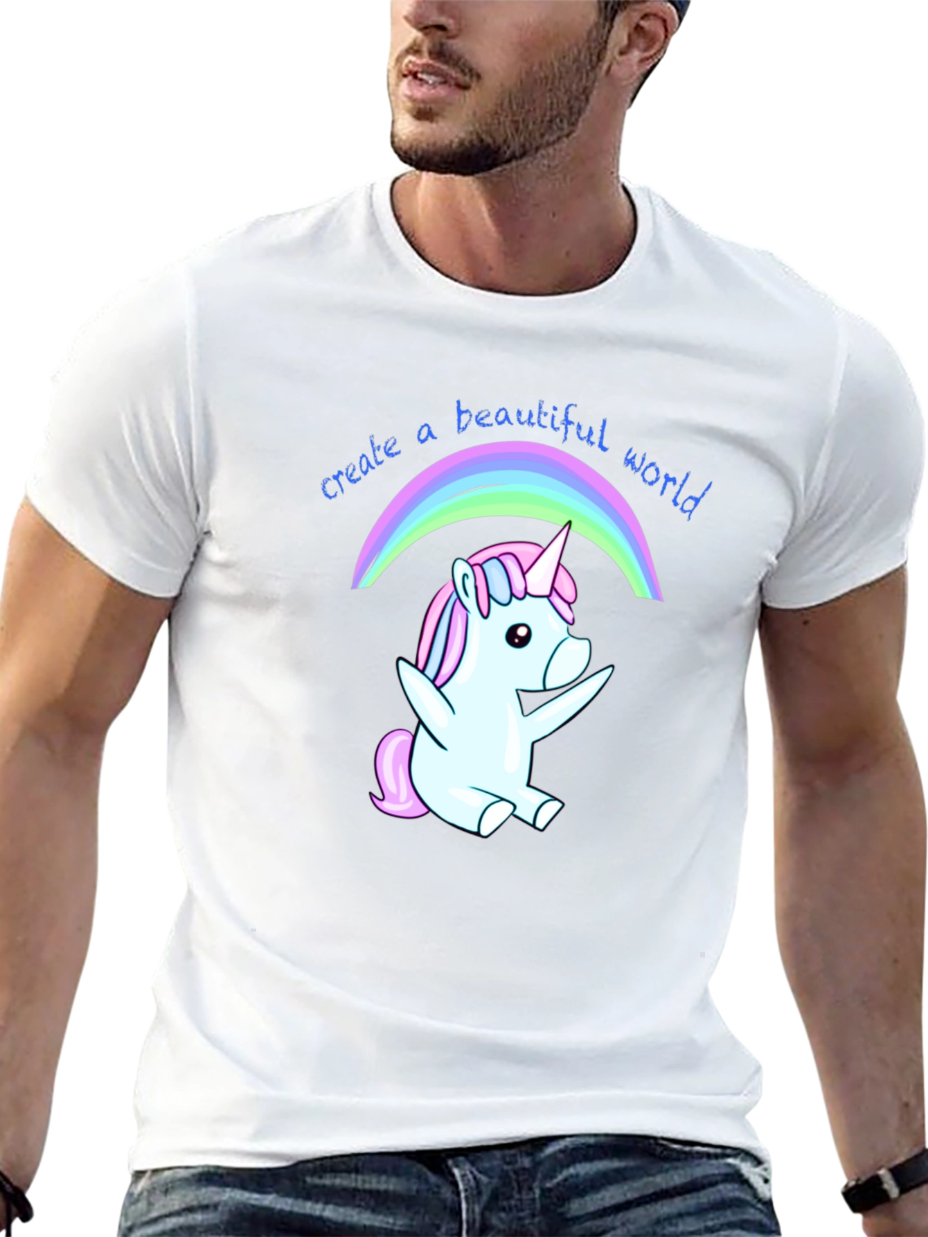 Camiseta Negra Unicornio Arcoíris