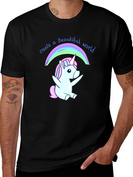 Camiseta Negra Unicornio Arcoíris