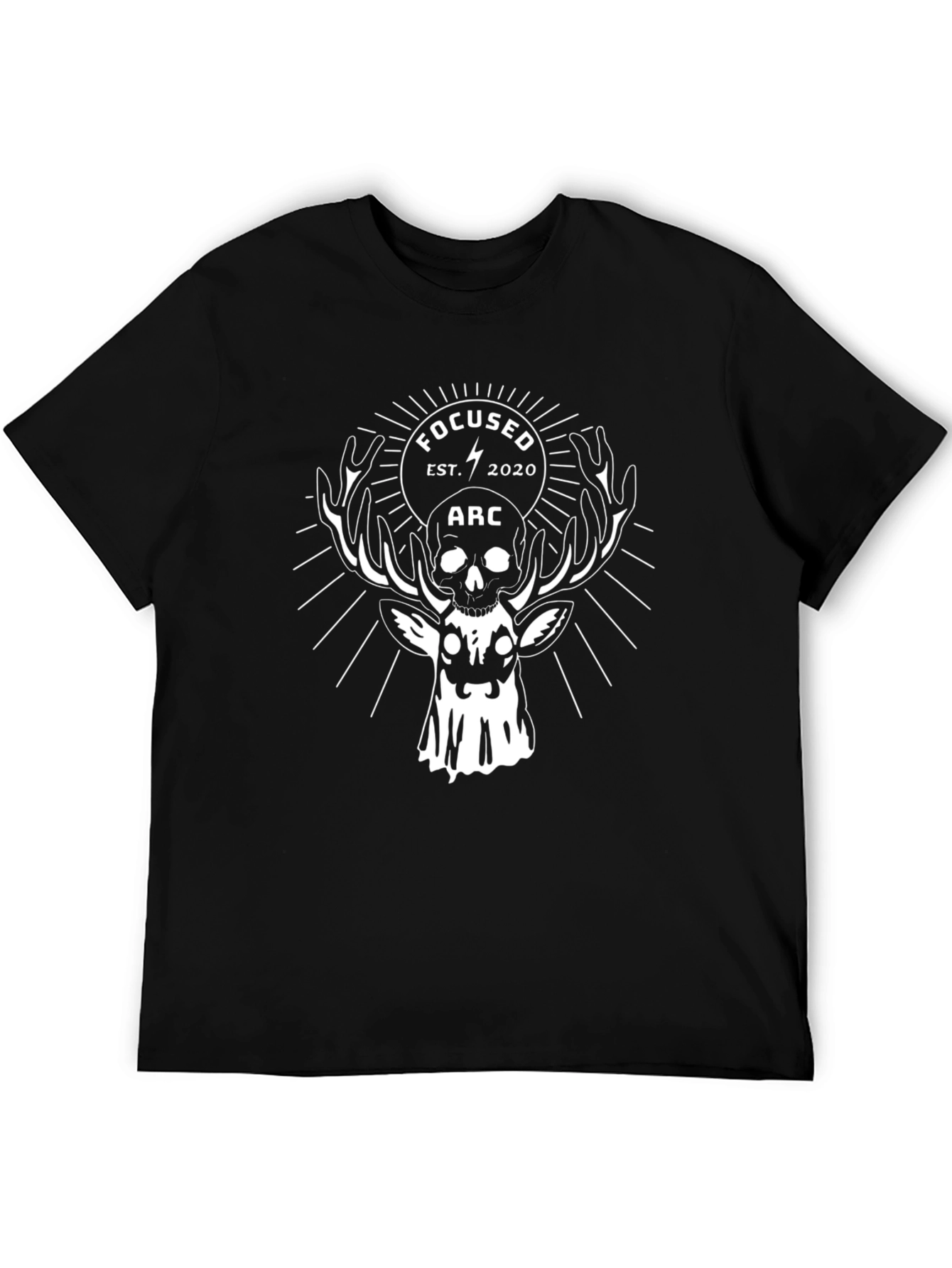Camiseta Negra con Diseño de Cráneo y Ciervo