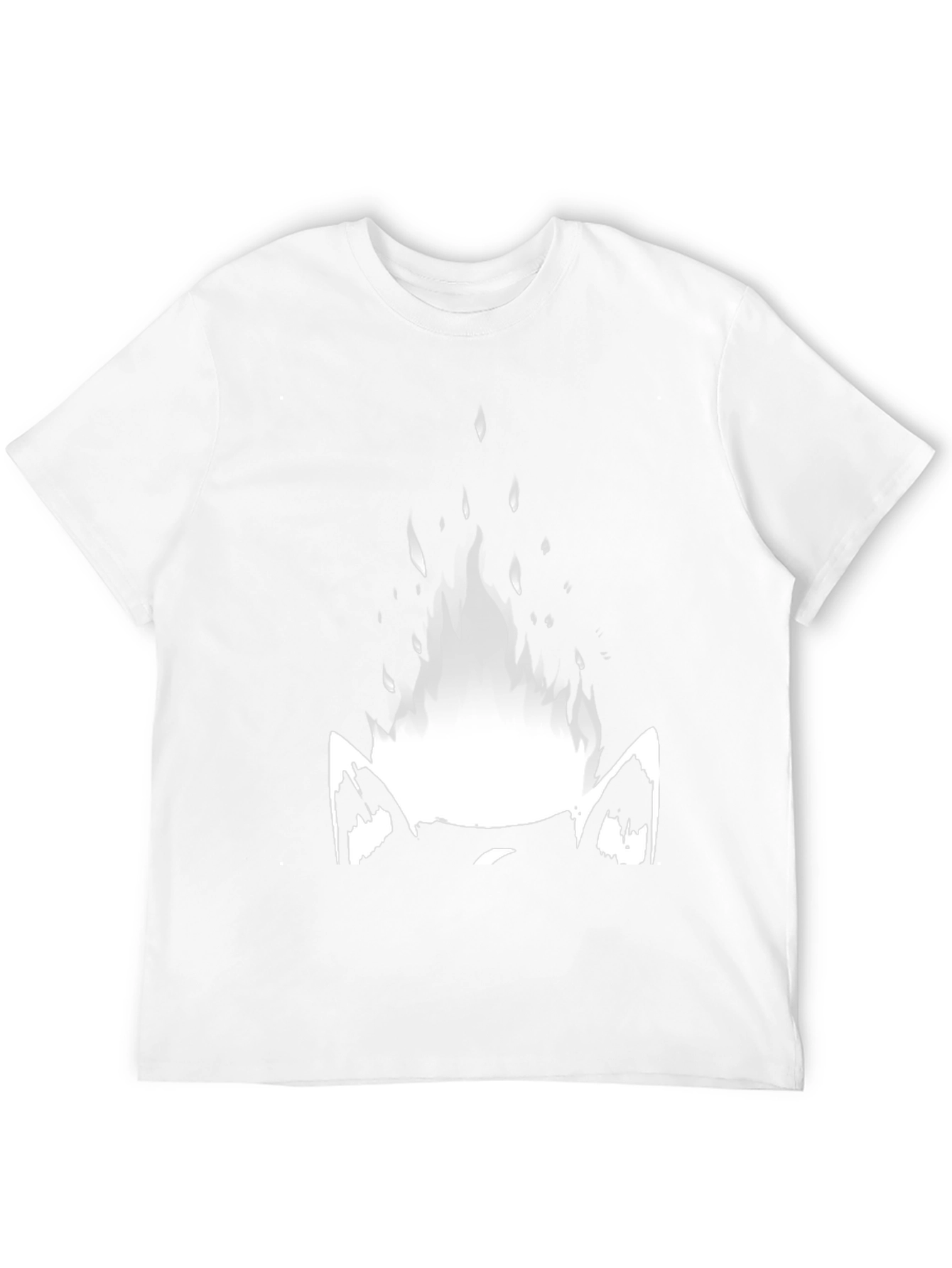 Camiseta Negra con Diseño Gráfico de Gato en Llamas