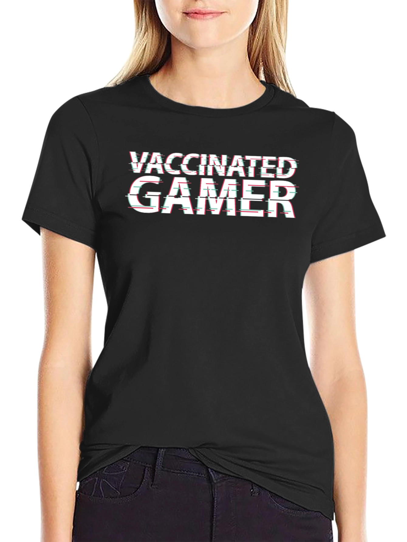 Camiseta Negra Vacunado Gamer