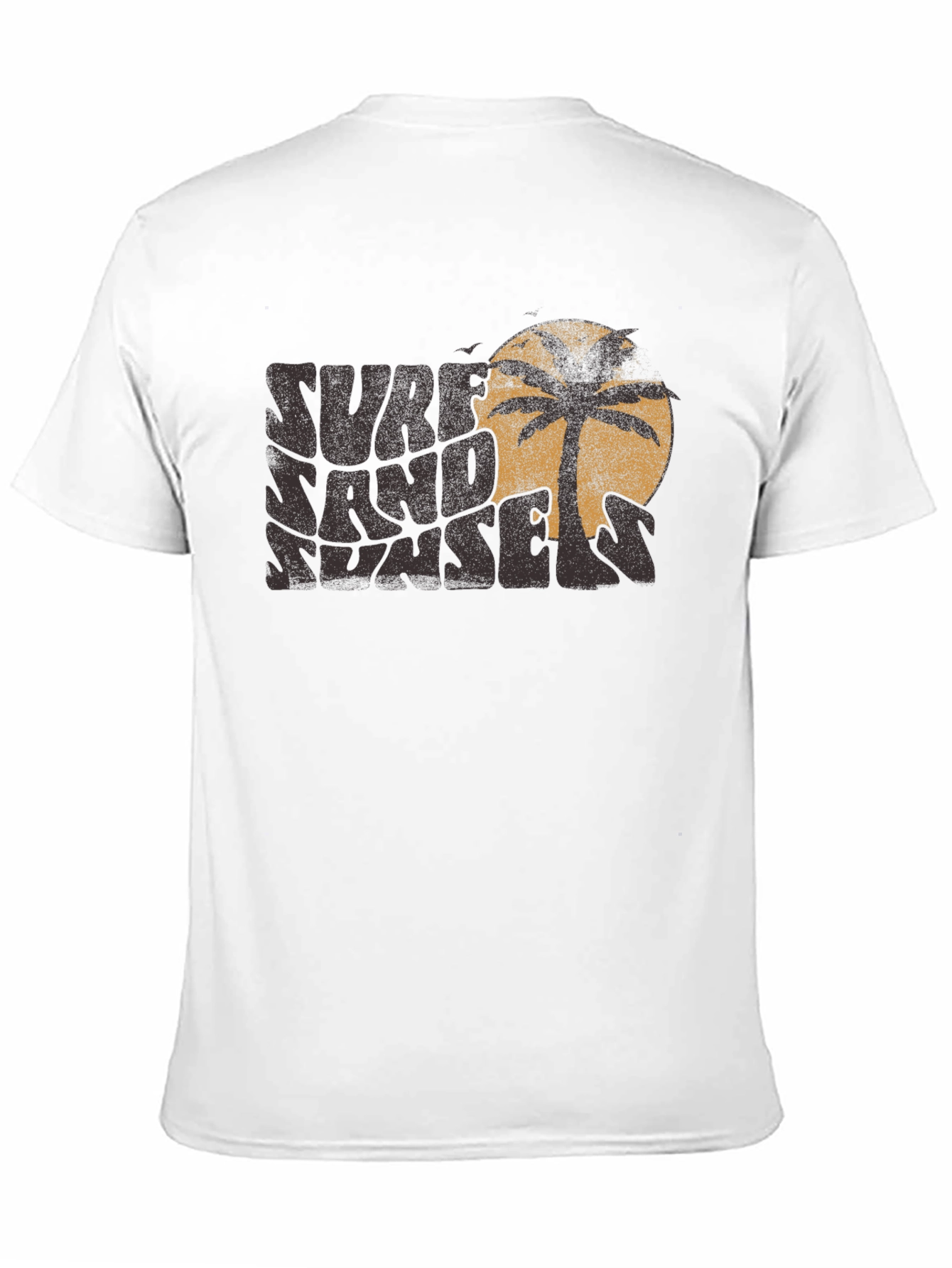 Camiseta Negra Surf Sand Sunset con Diseño Retro