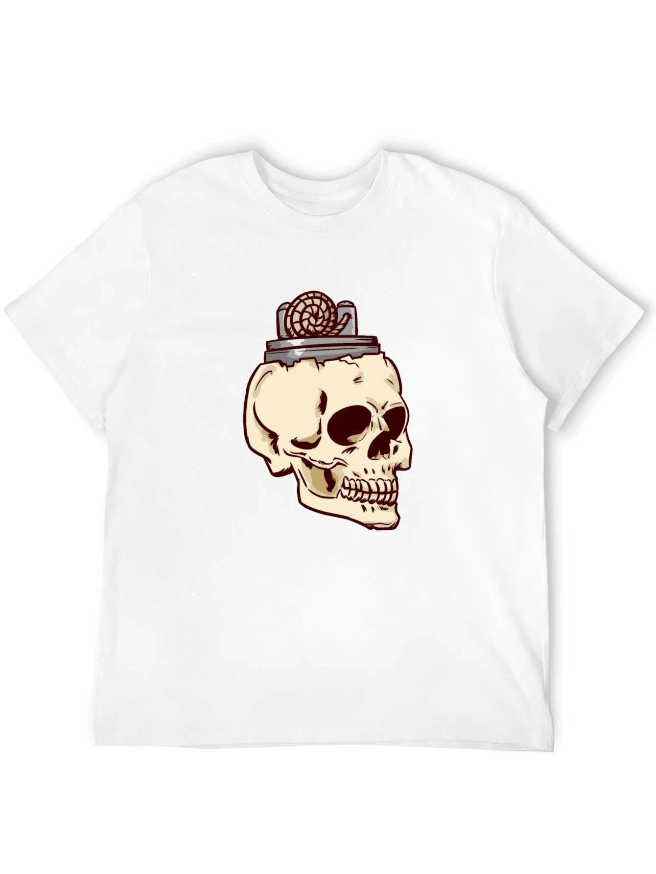 Camiseta Negra con Diseño de Cráneo y Encendedor