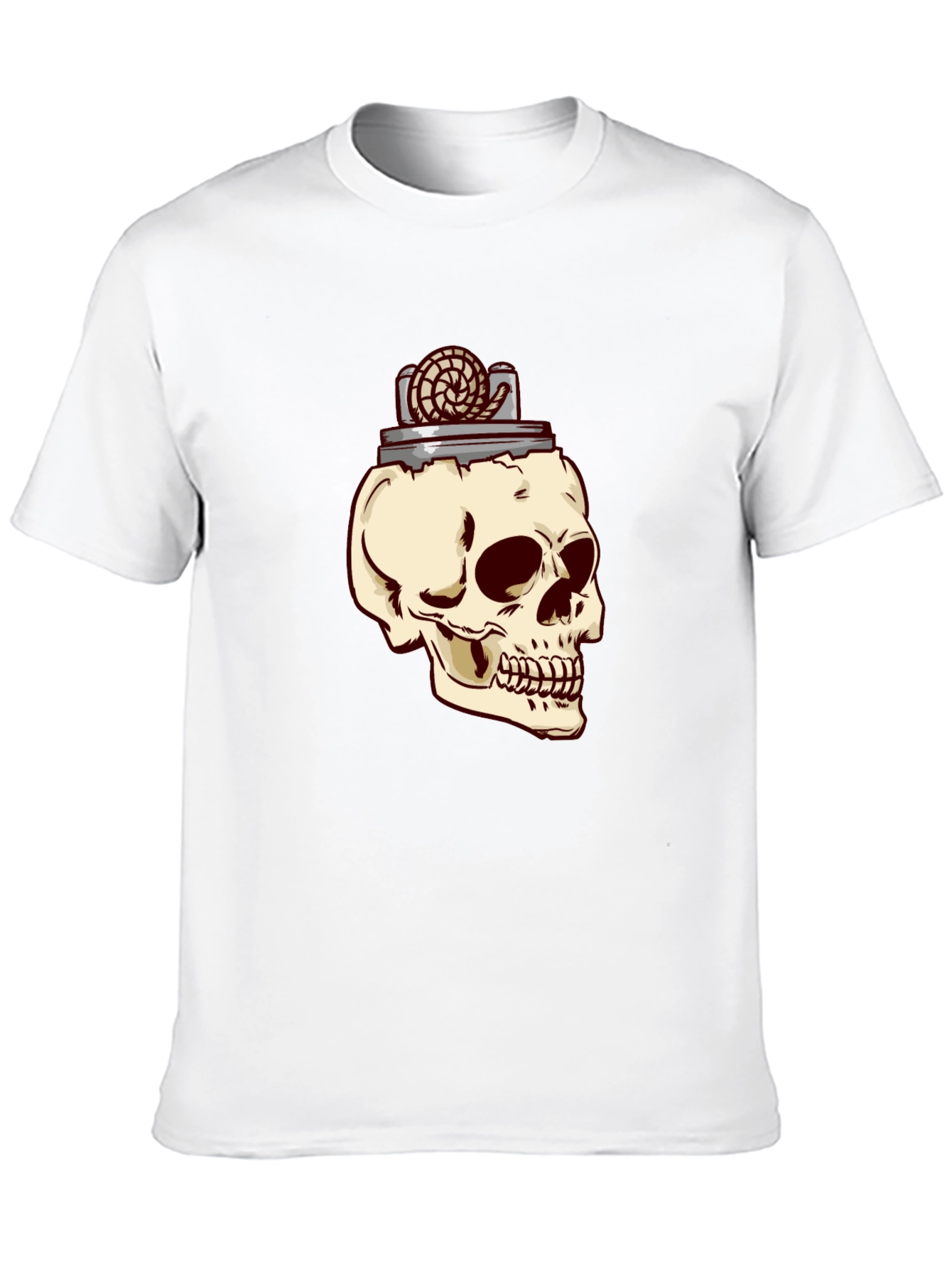 Camiseta Negra con Diseño de Cráneo y Encendedor
