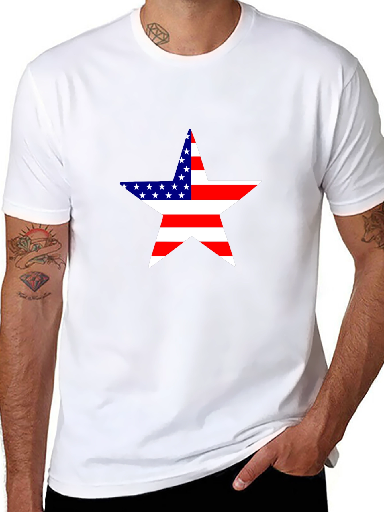 Camiseta Negra Estrella USA - Estilo Patriótico
