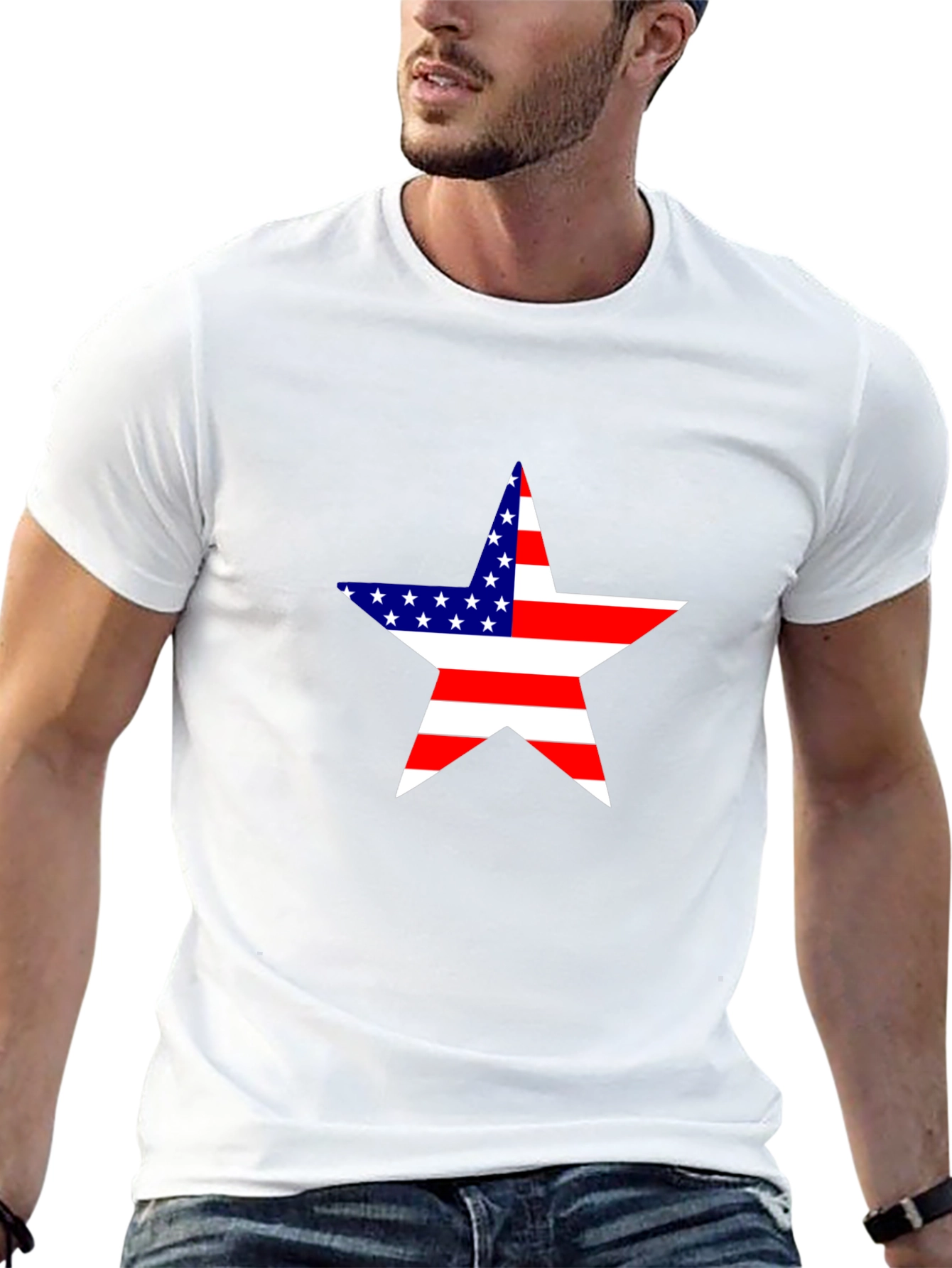 Camiseta Negra Estrella USA - Estilo Patriótico