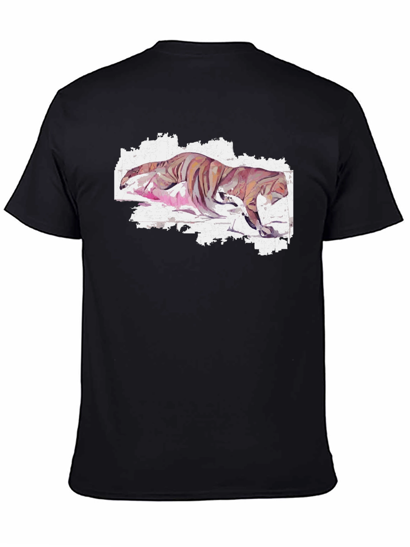 Camiseta Negra con Diseño Tigre Abstracto