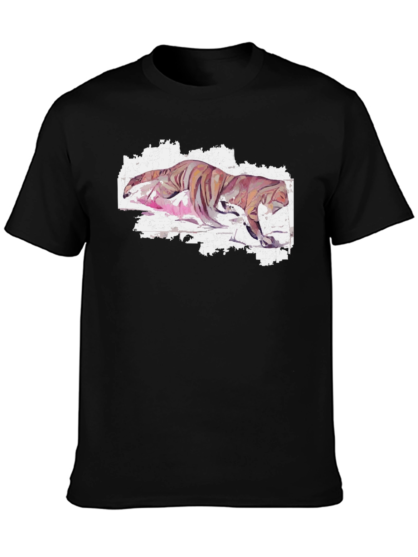Camiseta Negra con Diseño Tigre Abstracto