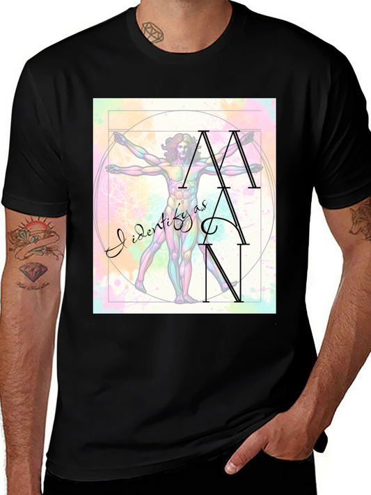 Camiseta Hombre: Arte Vitruviano Me Identifico Como Hombre
