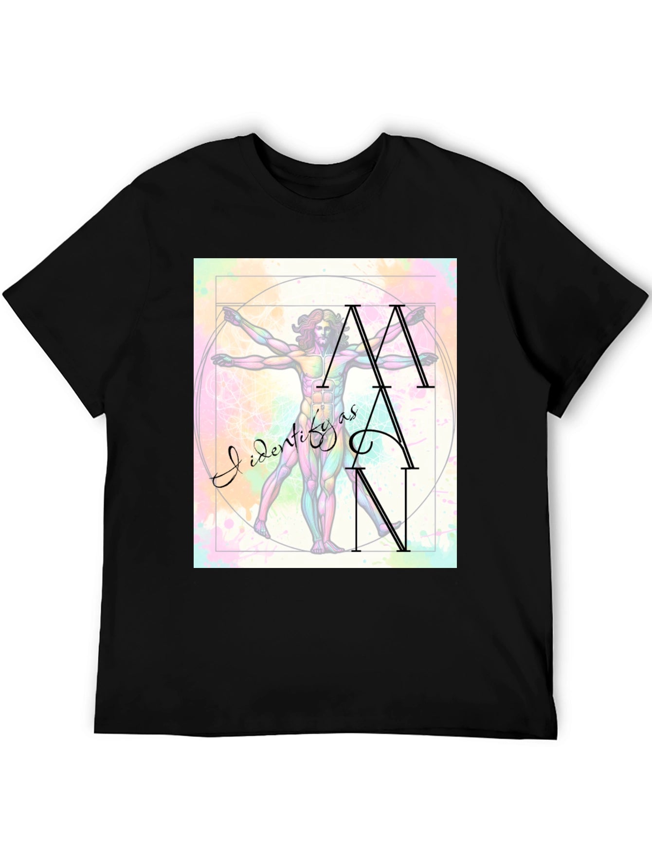 Camiseta Hombre: Arte Vitruviano Me Identifico Como Hombre