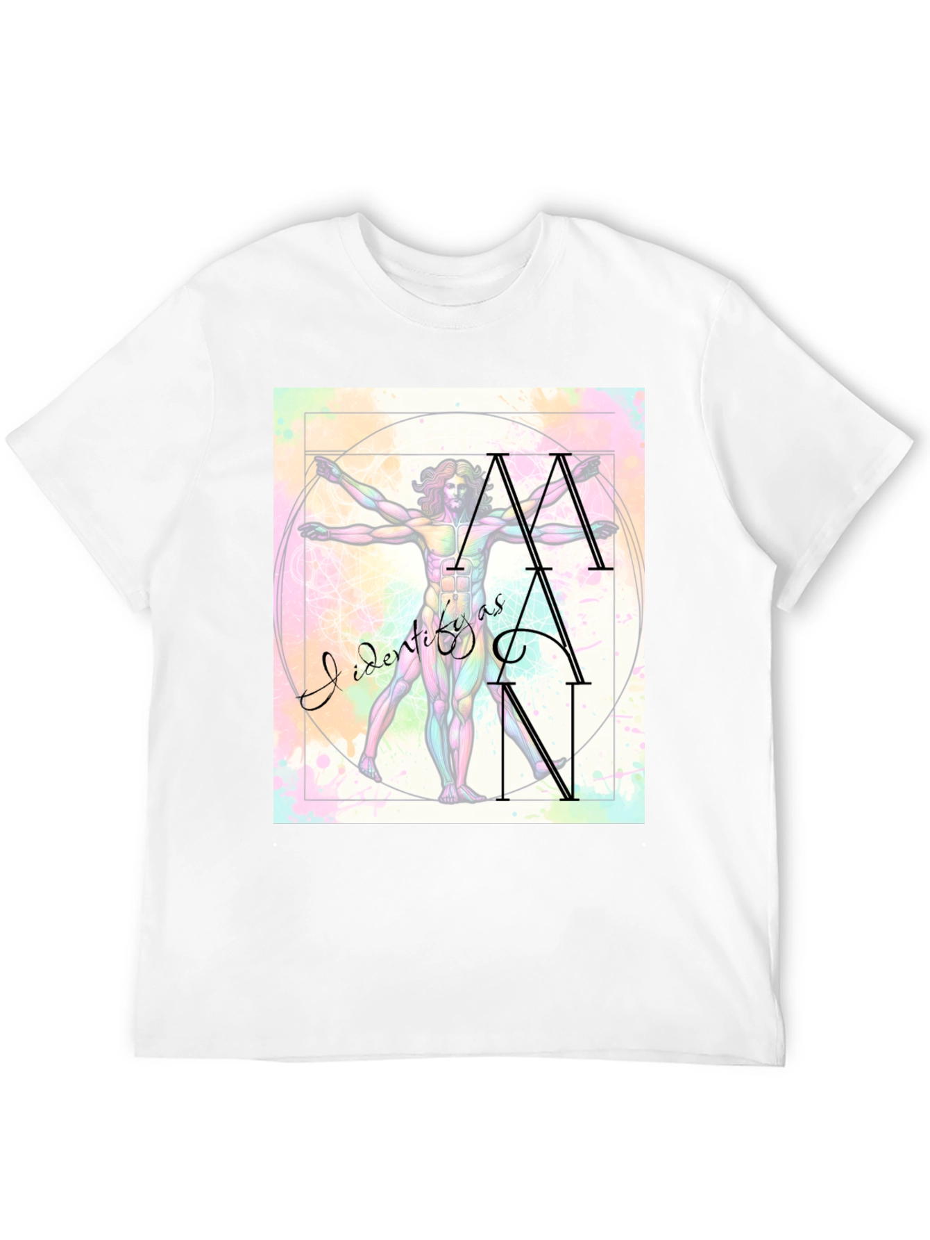 Camiseta Hombre: Arte Vitruviano Me Identifico Como Hombre