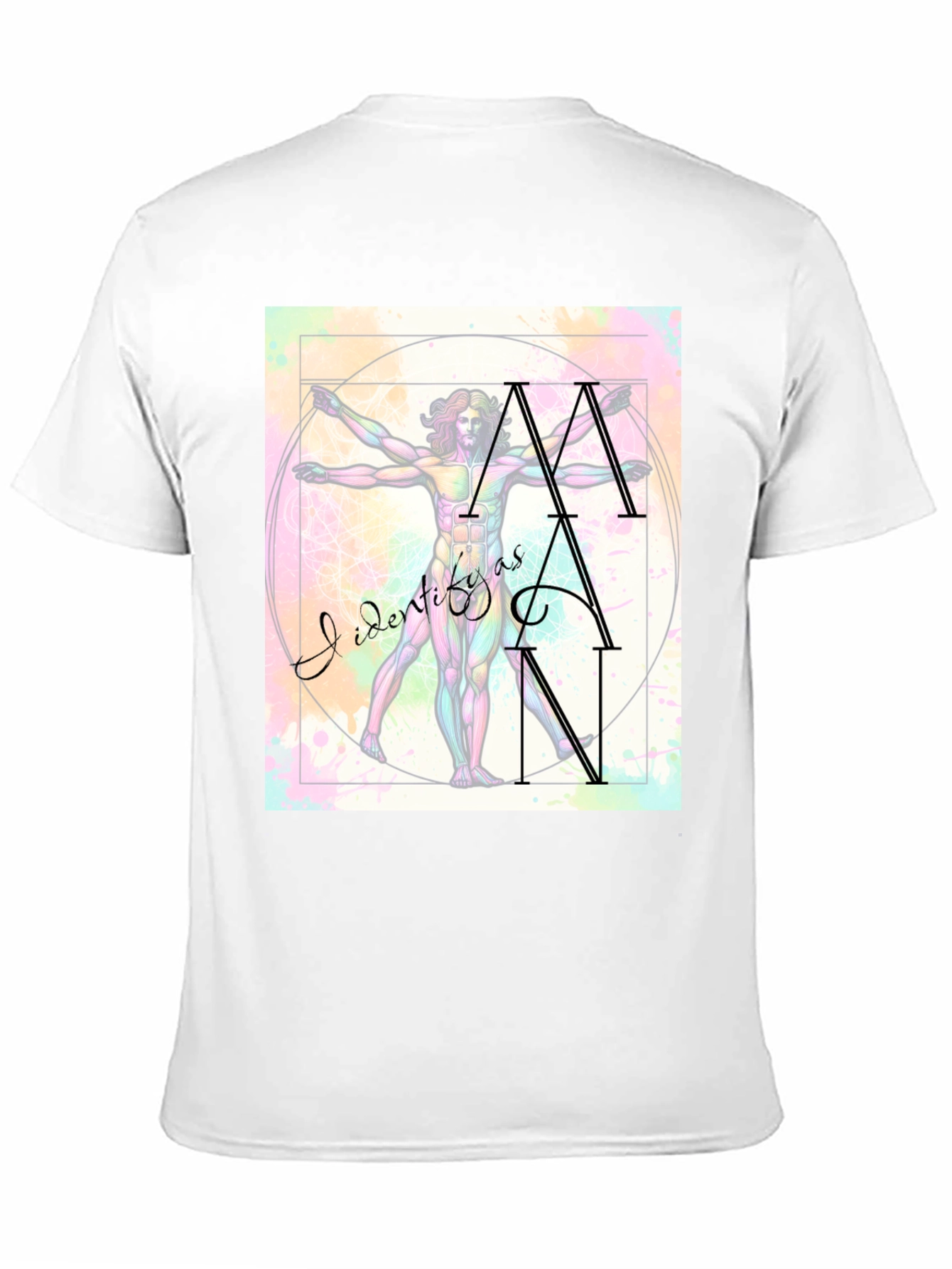 Camiseta Hombre: Arte Vitruviano Me Identifico Como Hombre