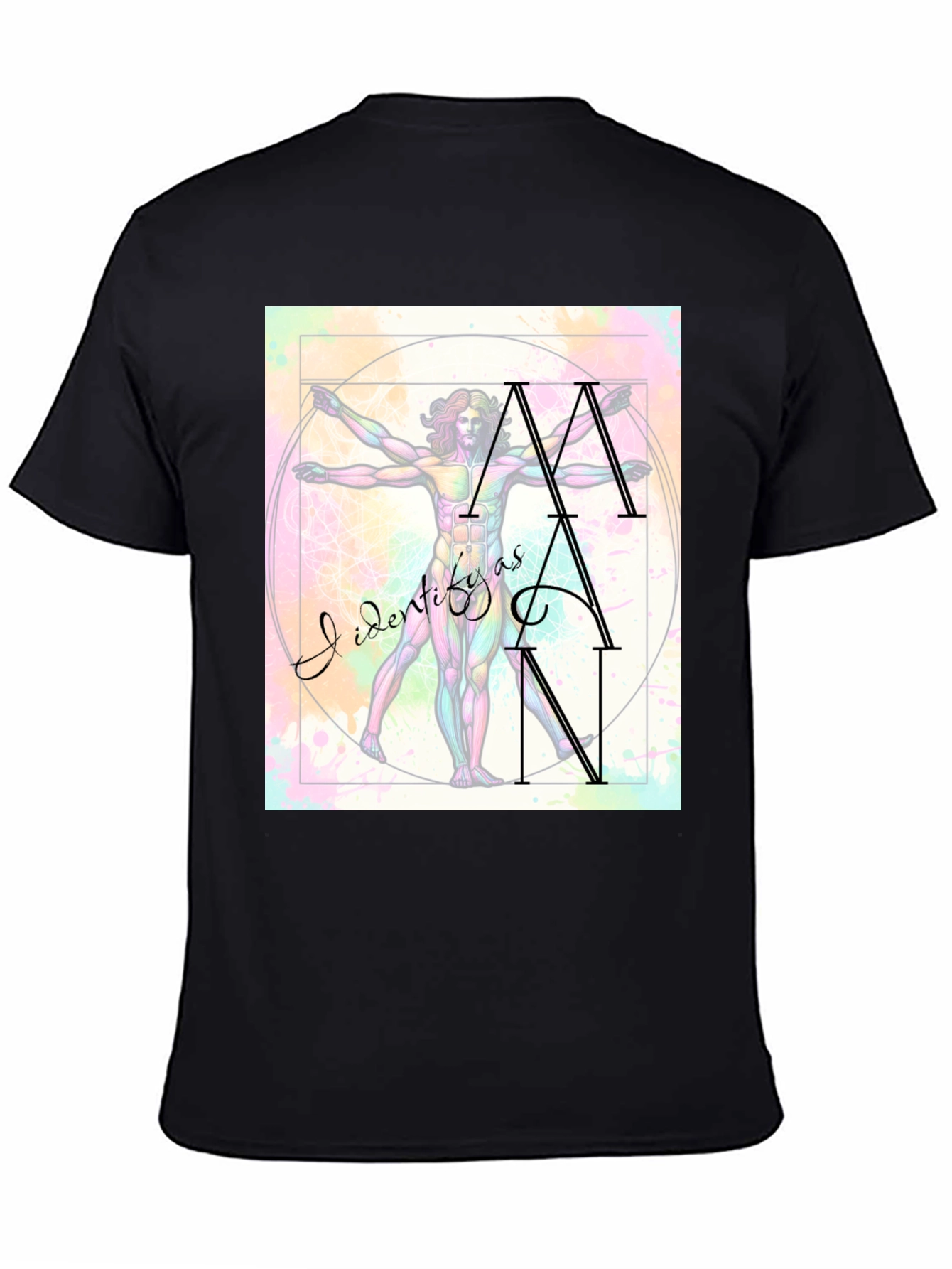 Camiseta Hombre: Arte Vitruviano Me Identifico Como Hombre