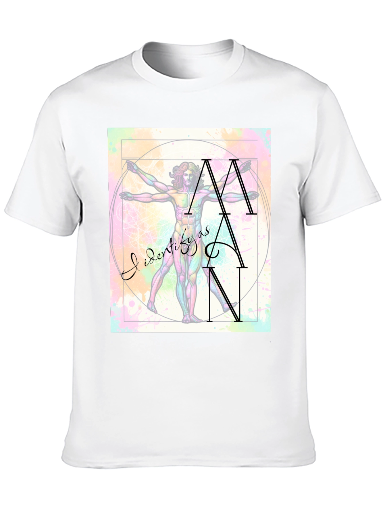 Camiseta Hombre: Arte Vitruviano Me Identifico Como Hombre
