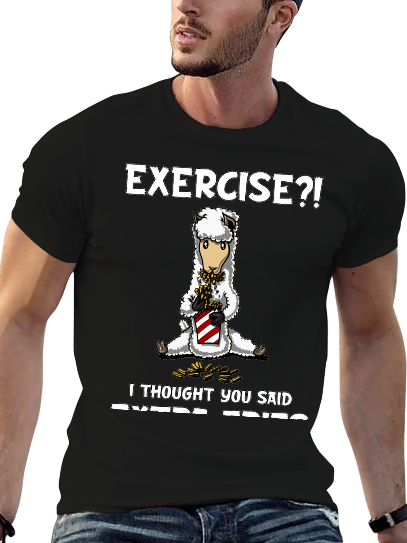 Camiseta Humorística: ¿Ejercicio? ¡Creí que decías Extra Fritas!