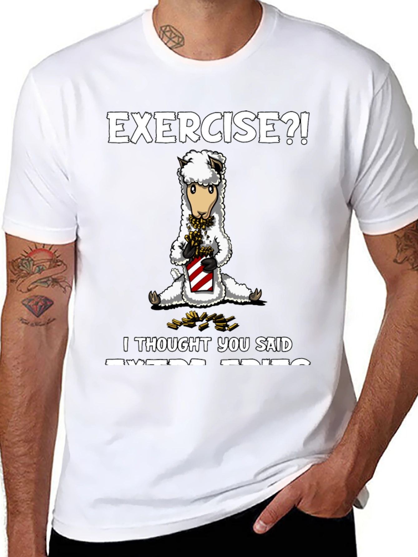 Camiseta Humorística: ¿Ejercicio? ¡Creí que decías Extra Fritas!