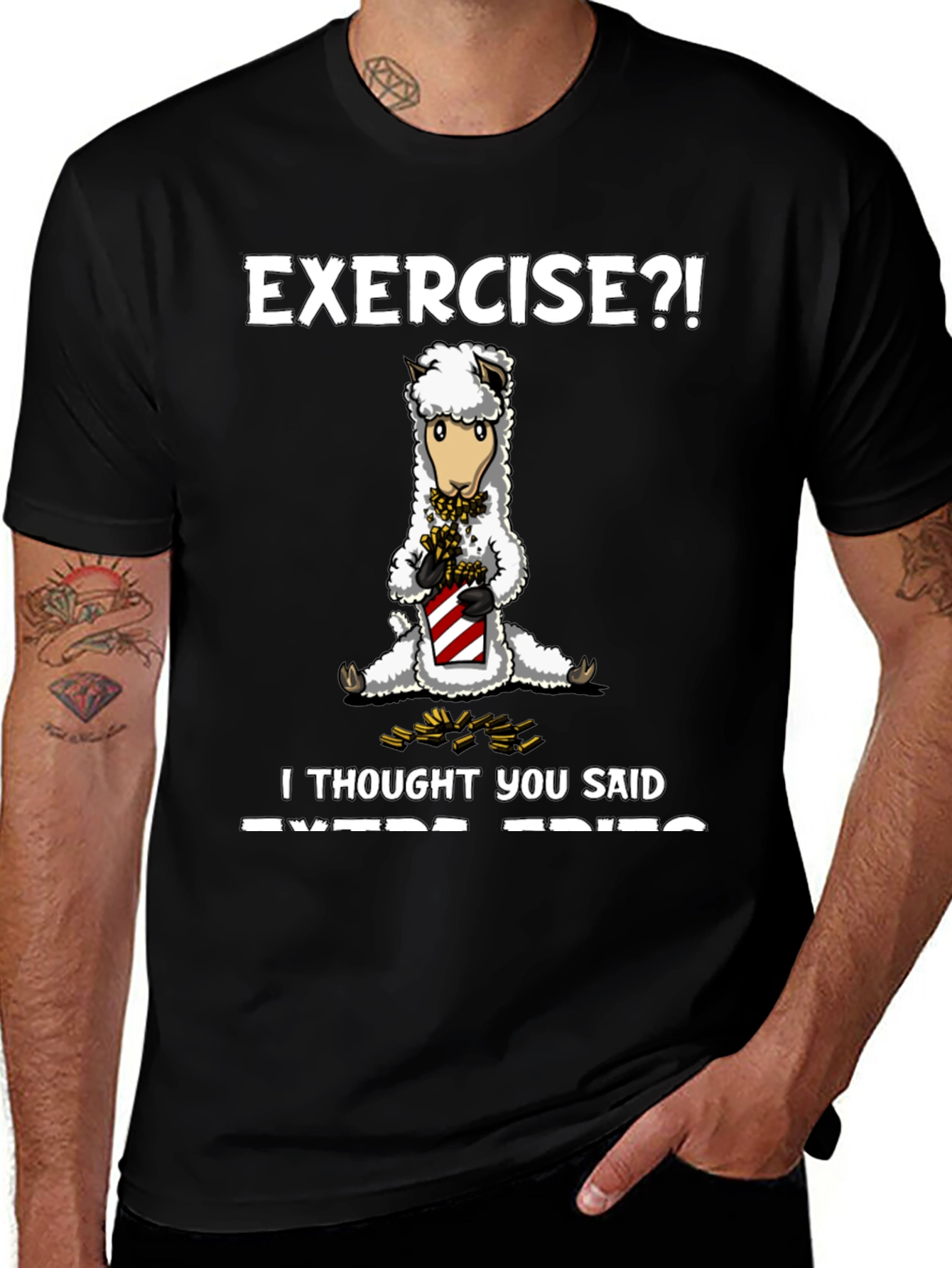 Camiseta Humorística: ¿Ejercicio? ¡Creí que decías Extra Fritas!