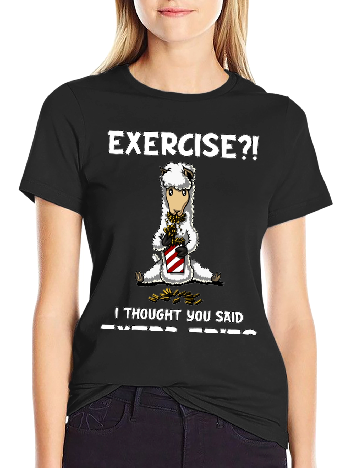 Camiseta Humorística: ¿Ejercicio? ¡Creí que decías Extra Fritas!