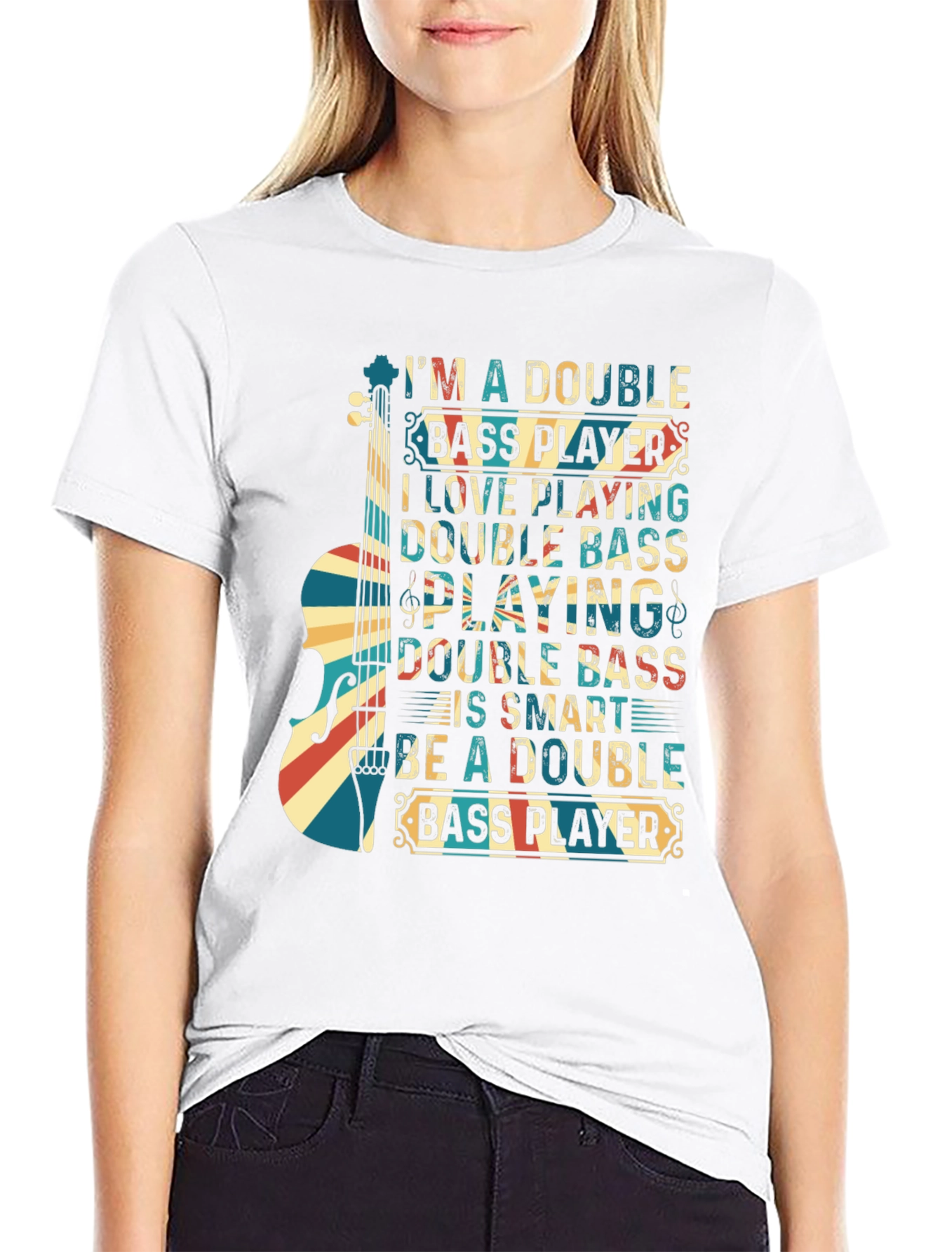 Camiseta Negra Double Bass Player