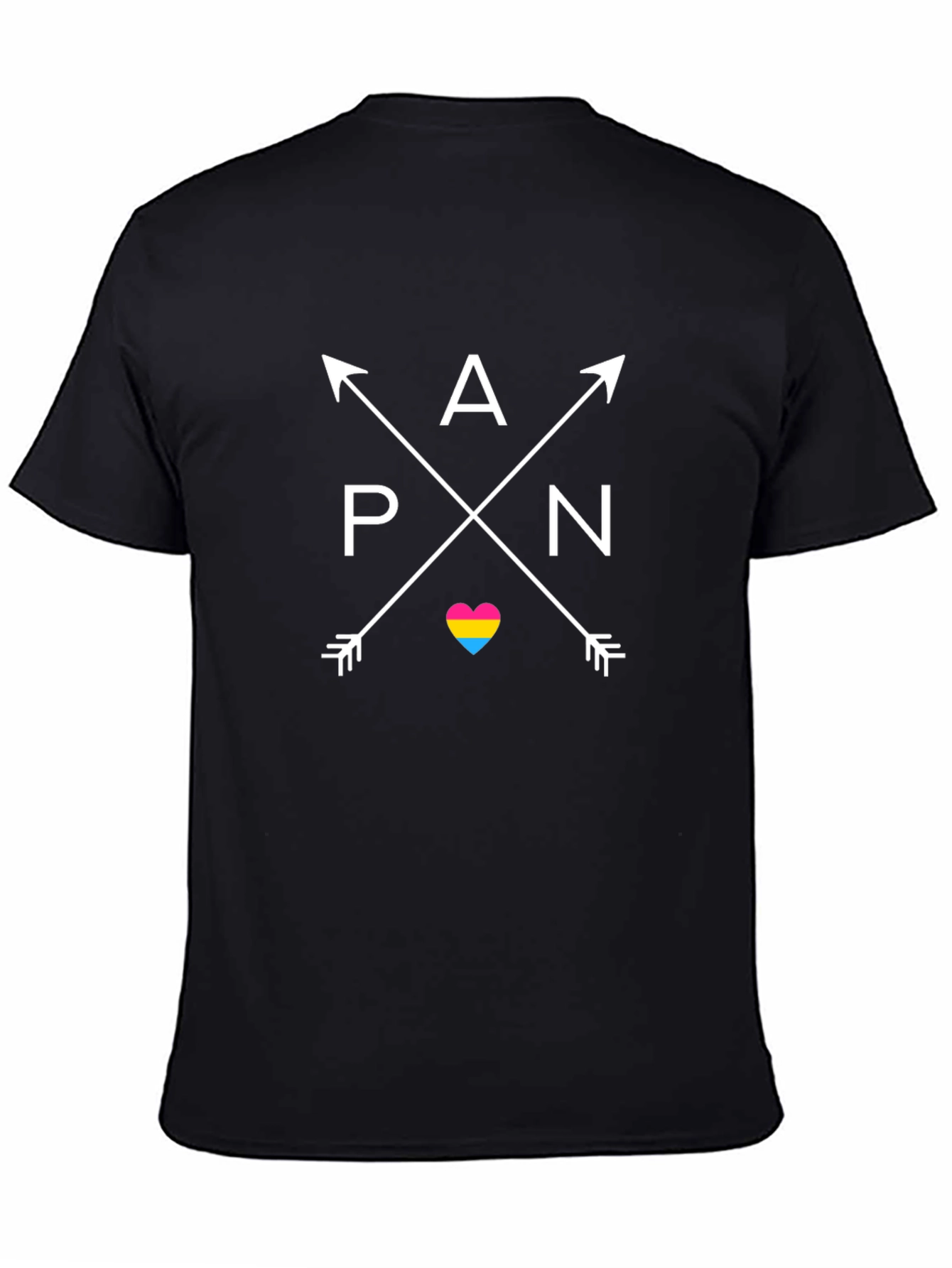 Camiseta Negra con Diseño Pansexual de Flechas Cruzadas