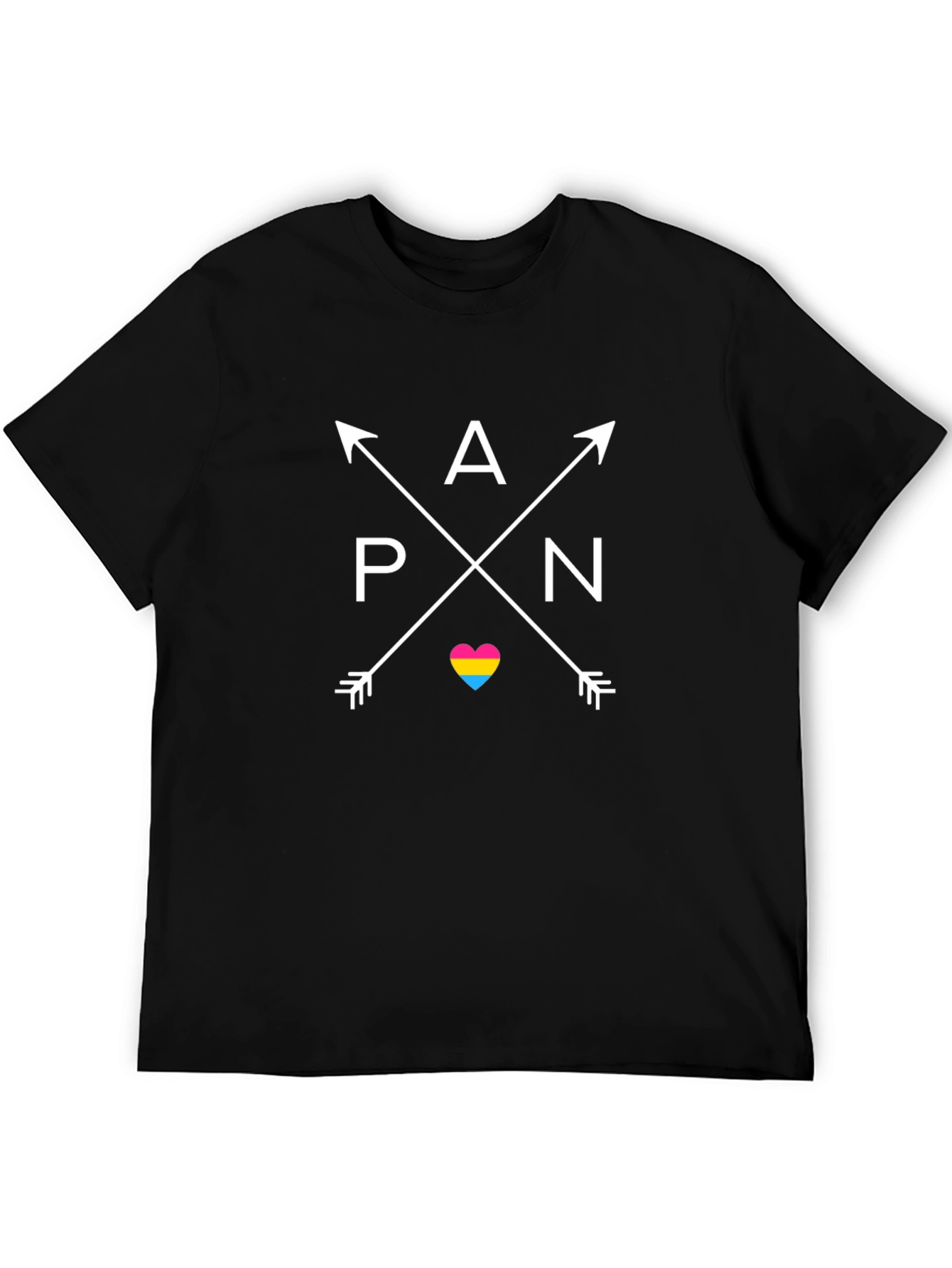 Camiseta Negra con Diseño Pansexual de Flechas Cruzadas