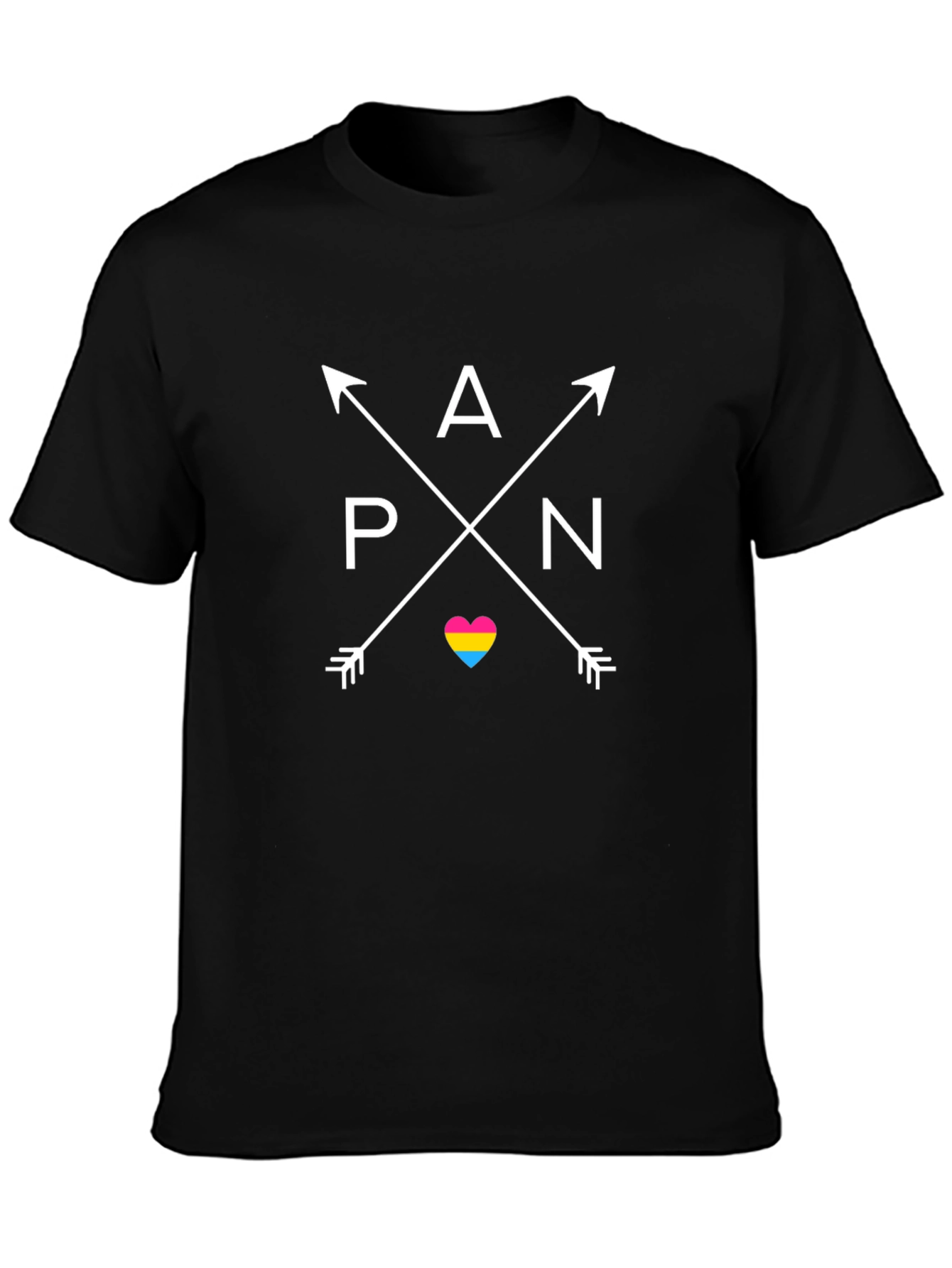 Camiseta Negra con Diseño Pansexual de Flechas Cruzadas