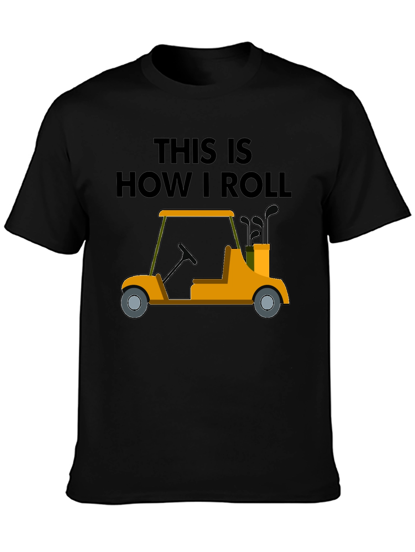 Camiseta Negra con Diseño de Carrito de Golf