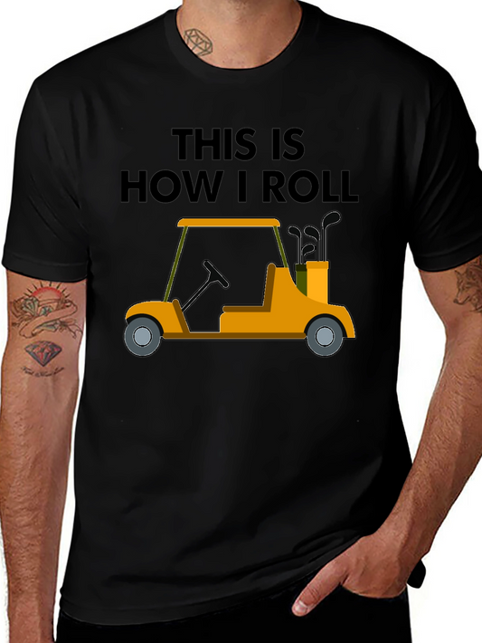 Camiseta Negra con Diseño de Carrito de Golf