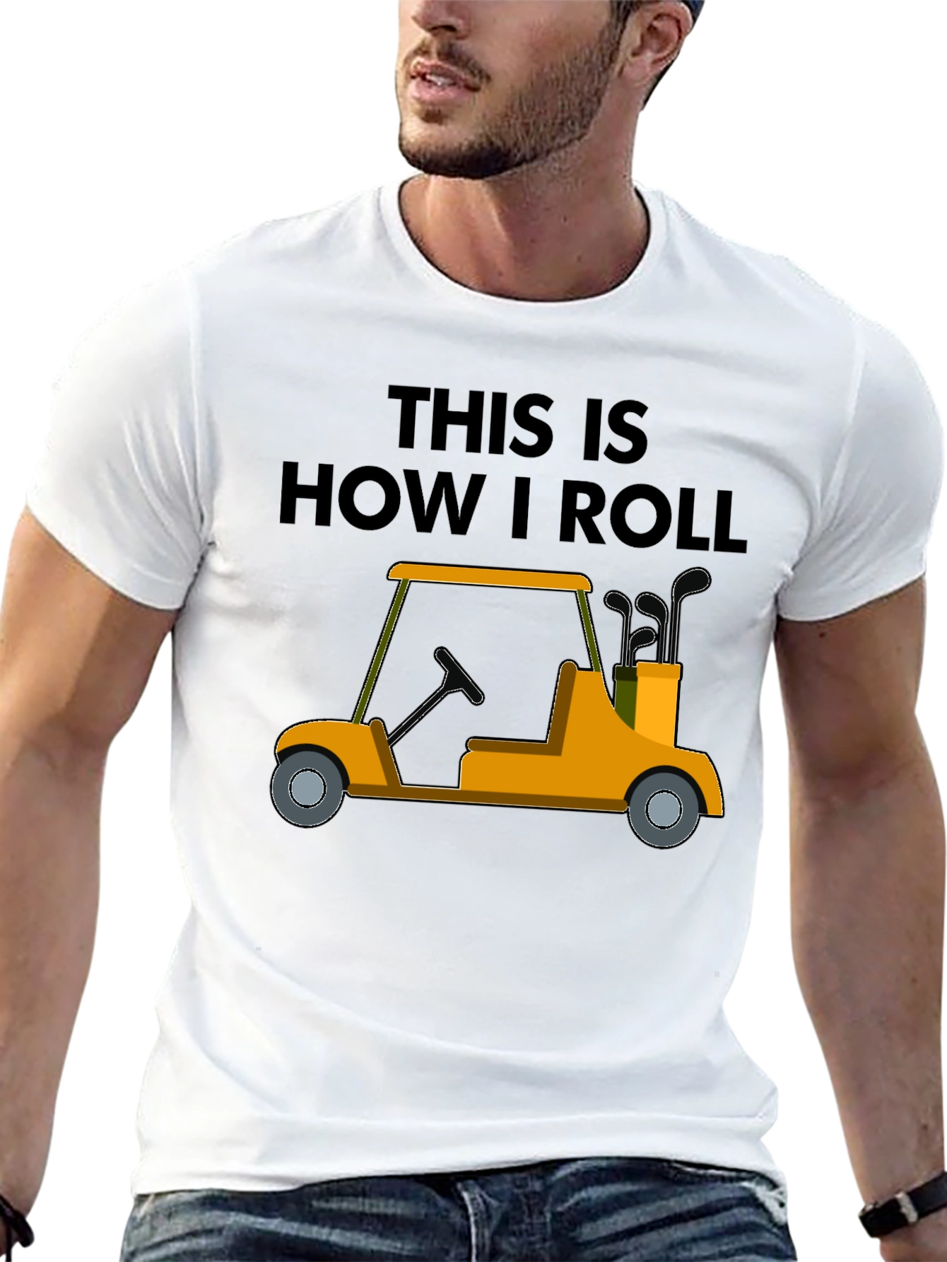 Camiseta Negra con Diseño de Carrito de Golf