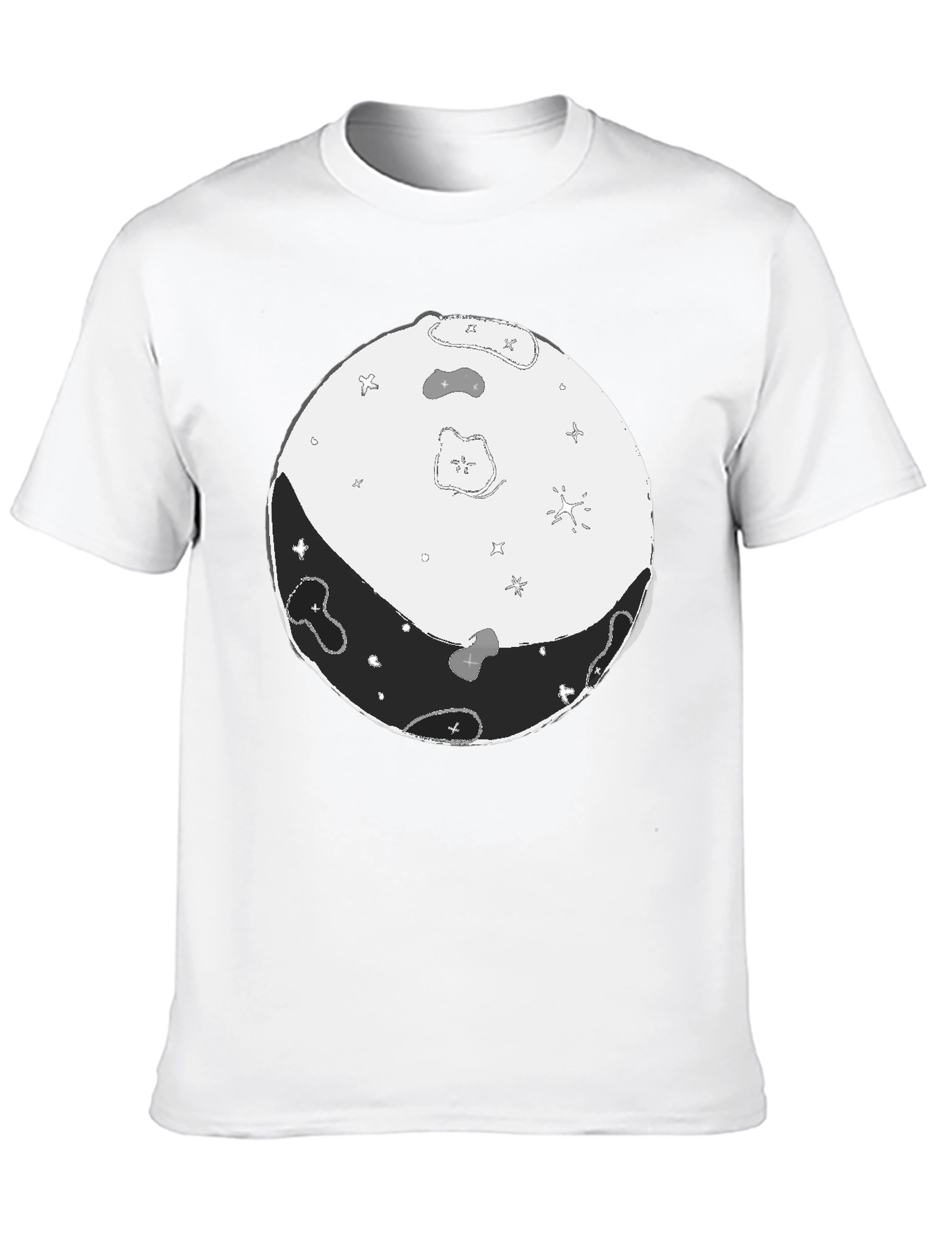 Camiseta Negra Yin Yang Lunar Hombre Casual
