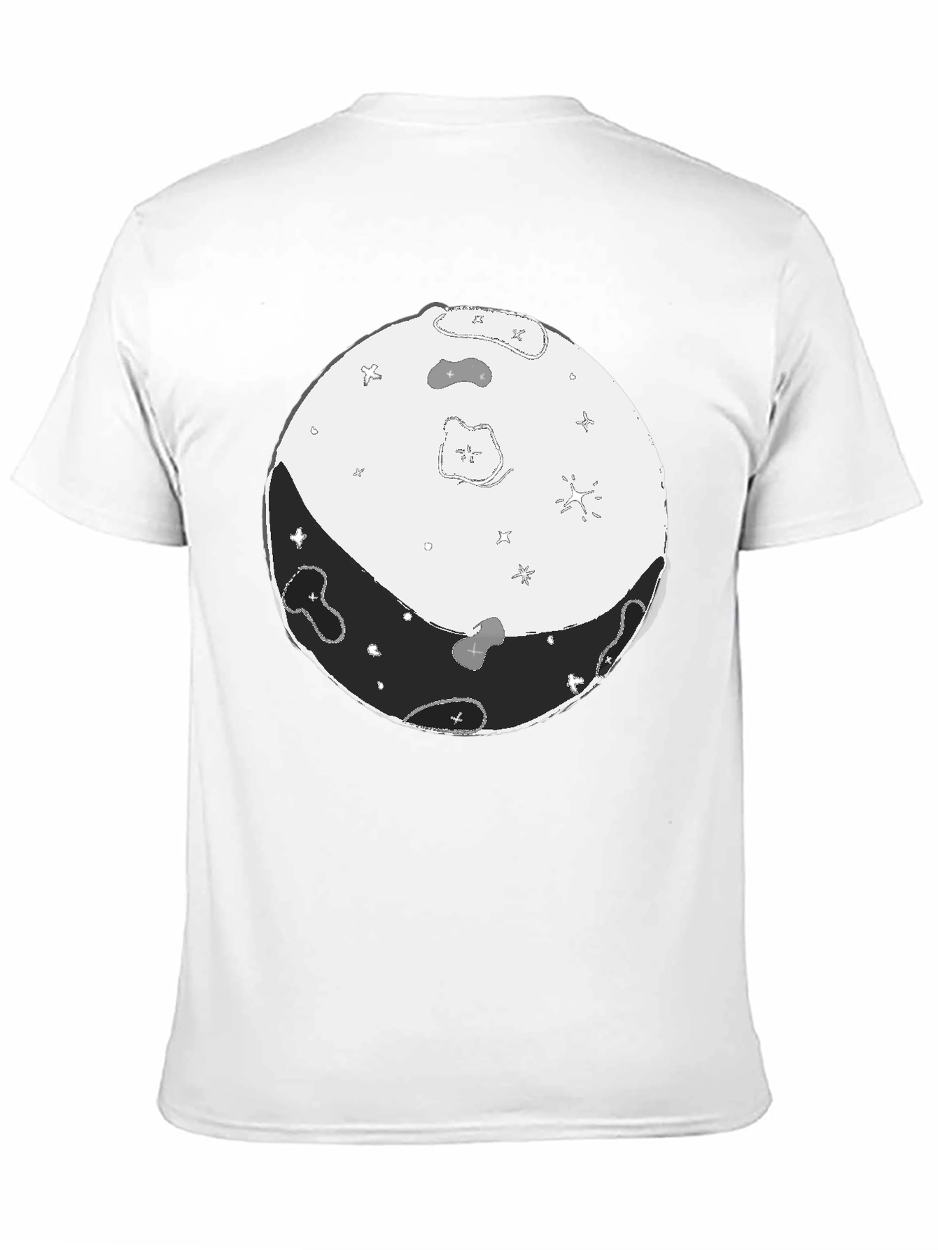 Camiseta Negra Yin Yang Lunar Hombre Casual