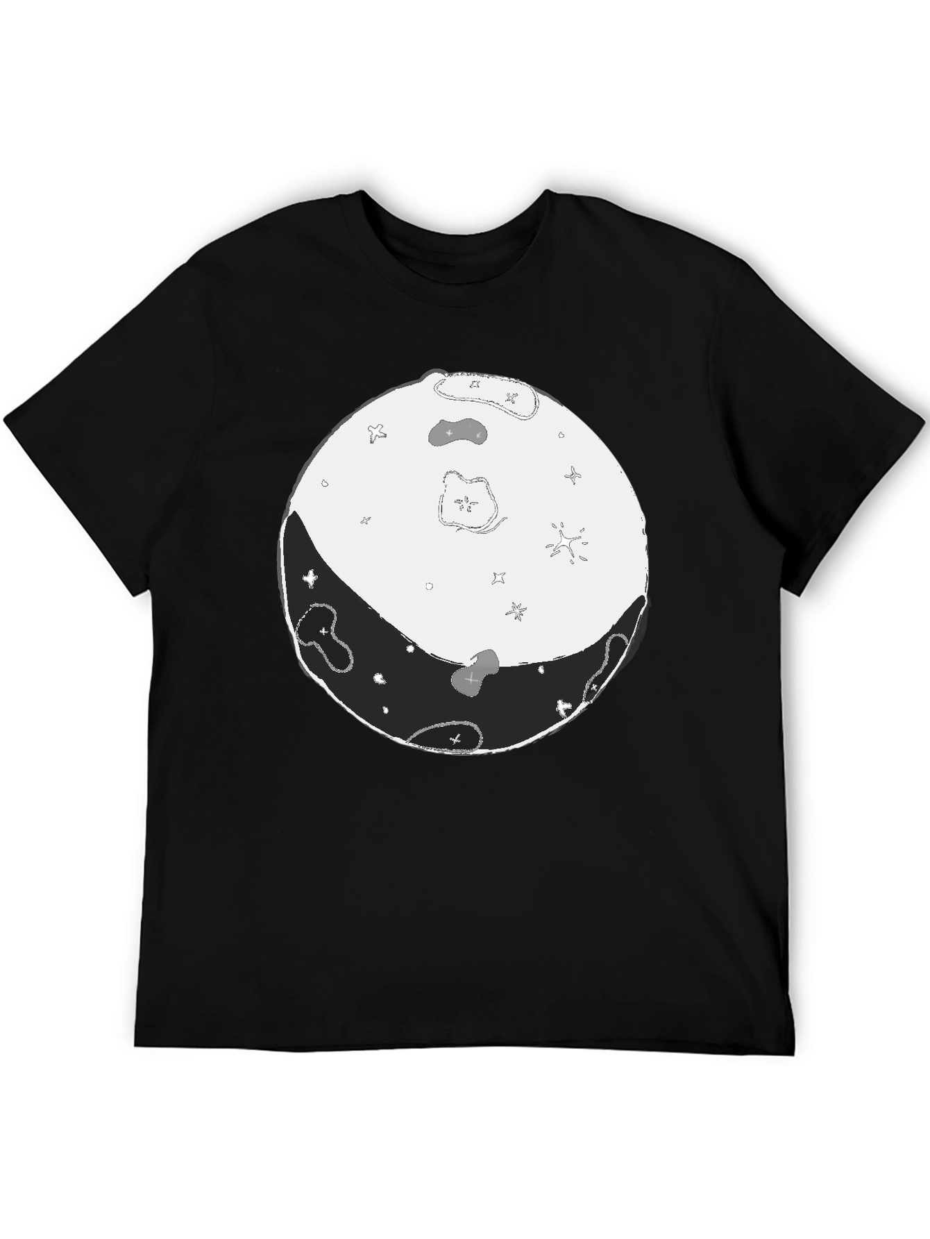 Camiseta Negra Yin Yang Lunar Hombre Casual