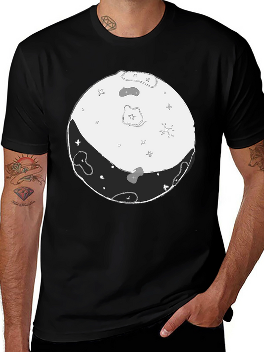 Camiseta Negra Yin Yang Lunar Hombre Casual