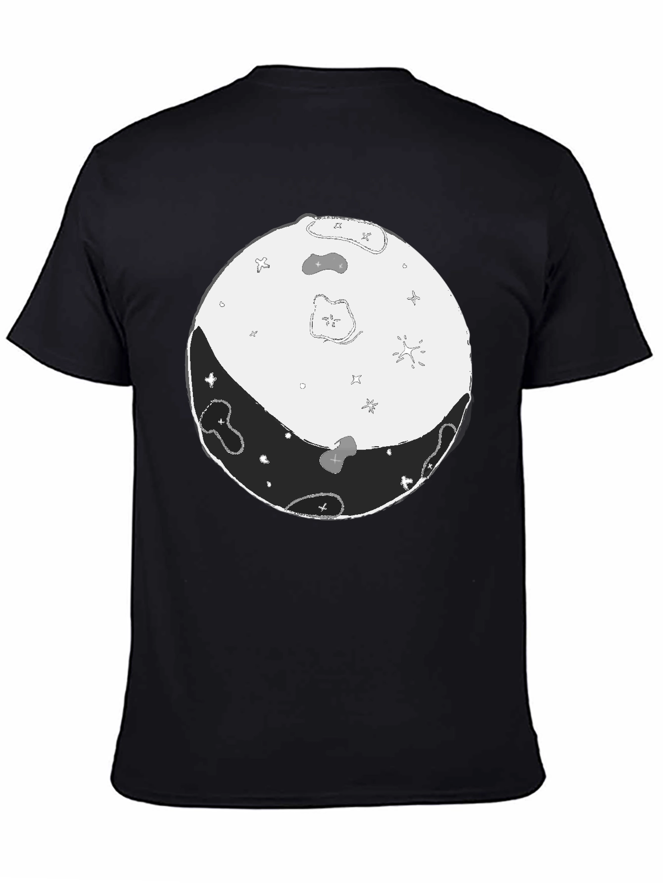 Camiseta Negra Yin Yang Lunar Hombre Casual