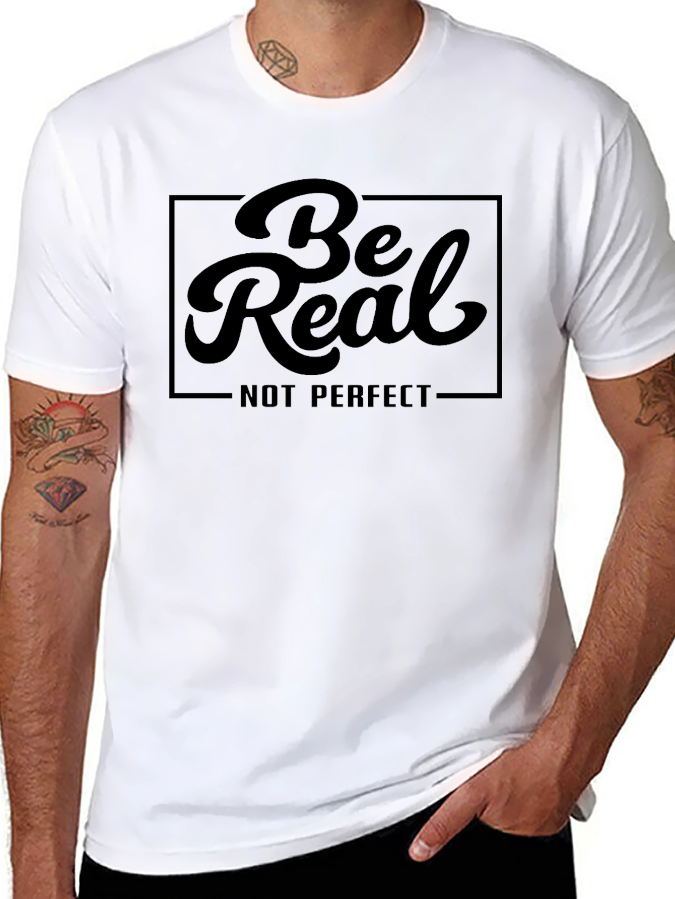 Camiseta Negra Sé Real No Perfecto
